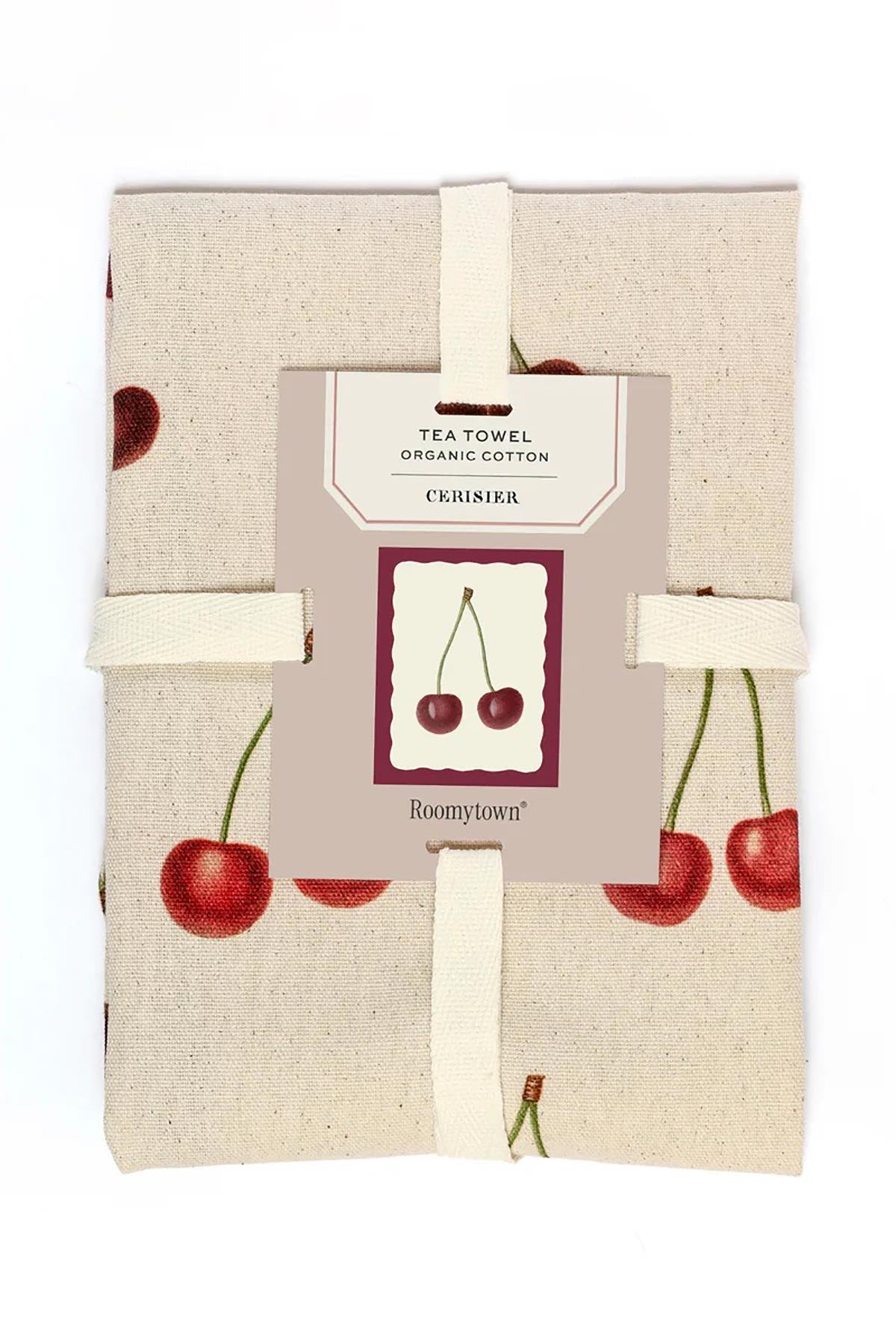 Cherries organic cotton tea towel by Roomytown