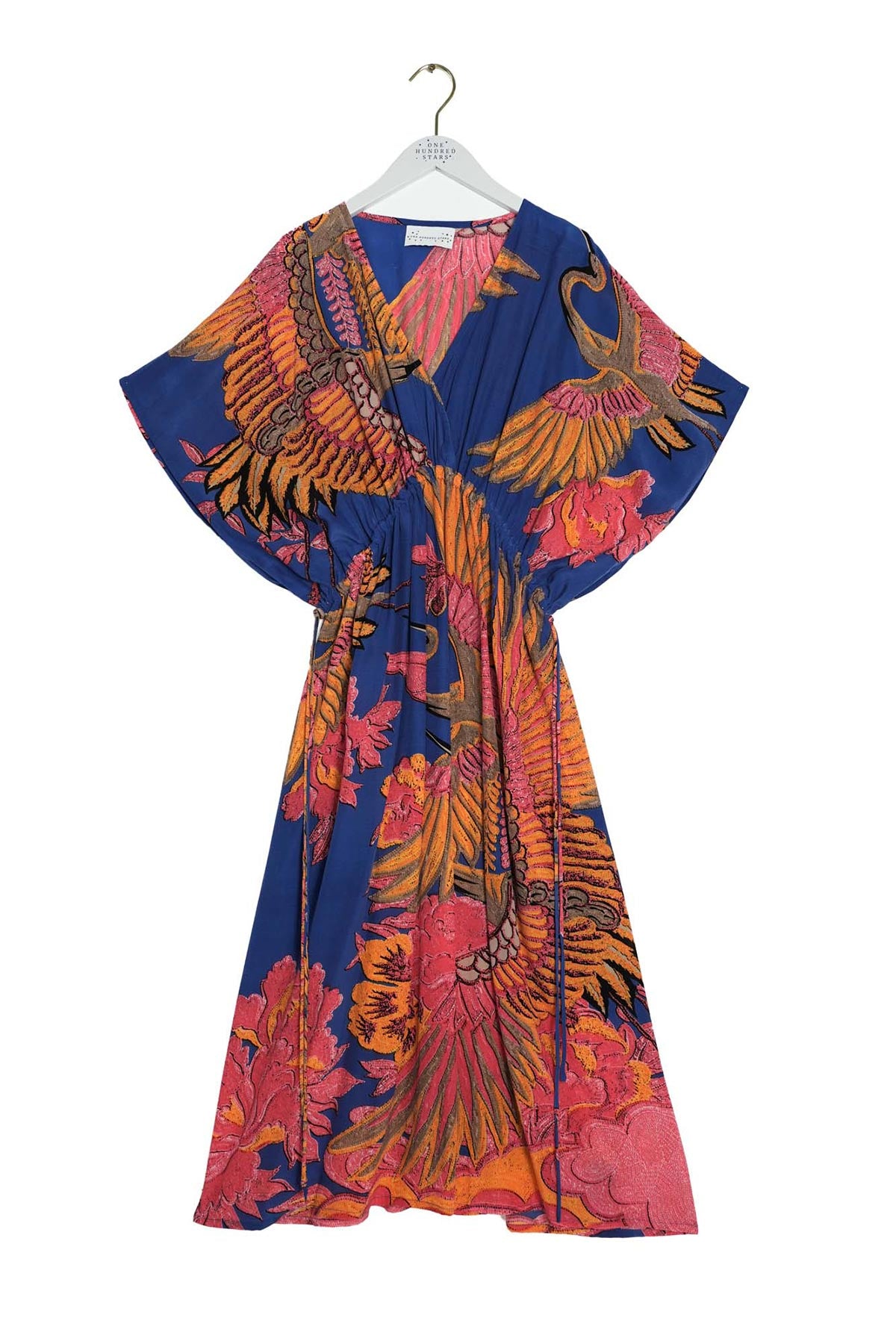 Cobalt blue crane print string dress