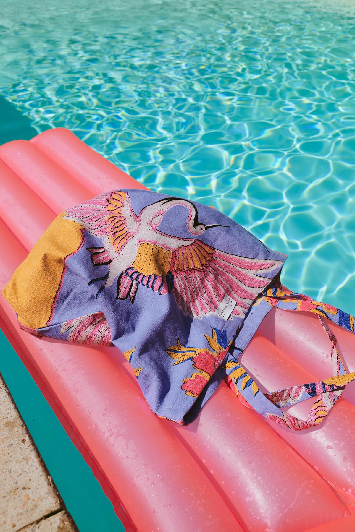 Periwinkle crane print 100% cotton canvas bag