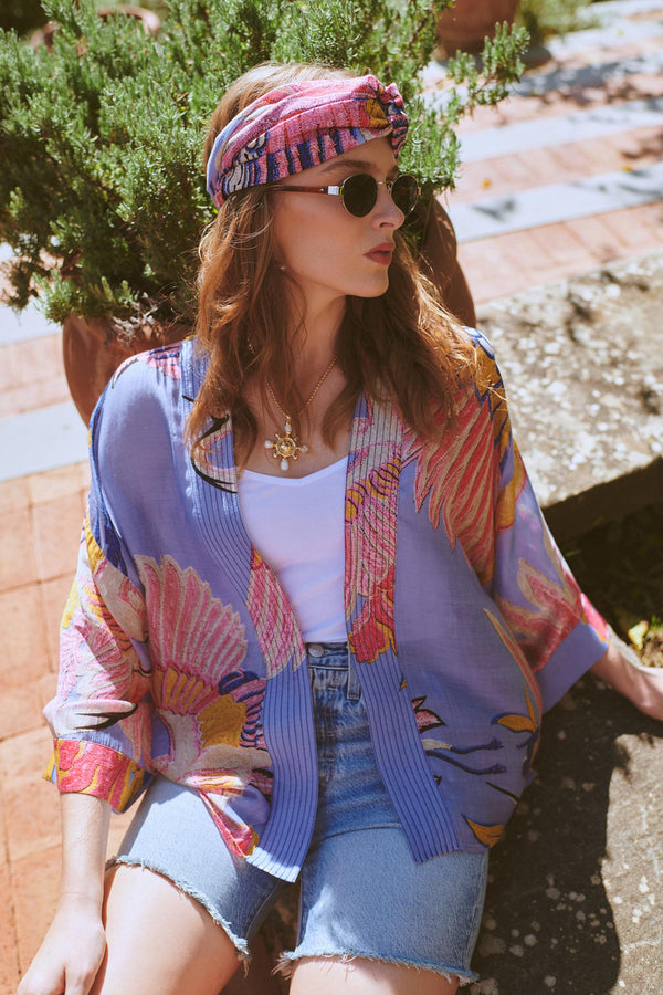 Crane Periwinkle kimono by One Hundred Stars at Urban Wild