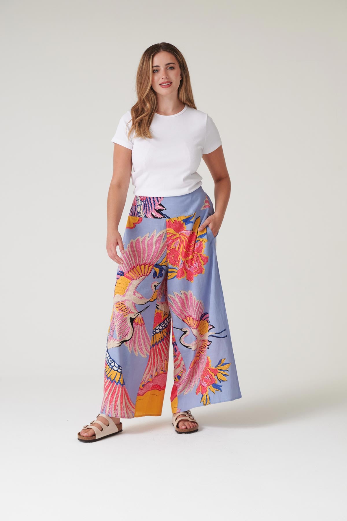 Statement wide leg trousers in periwinkle blue