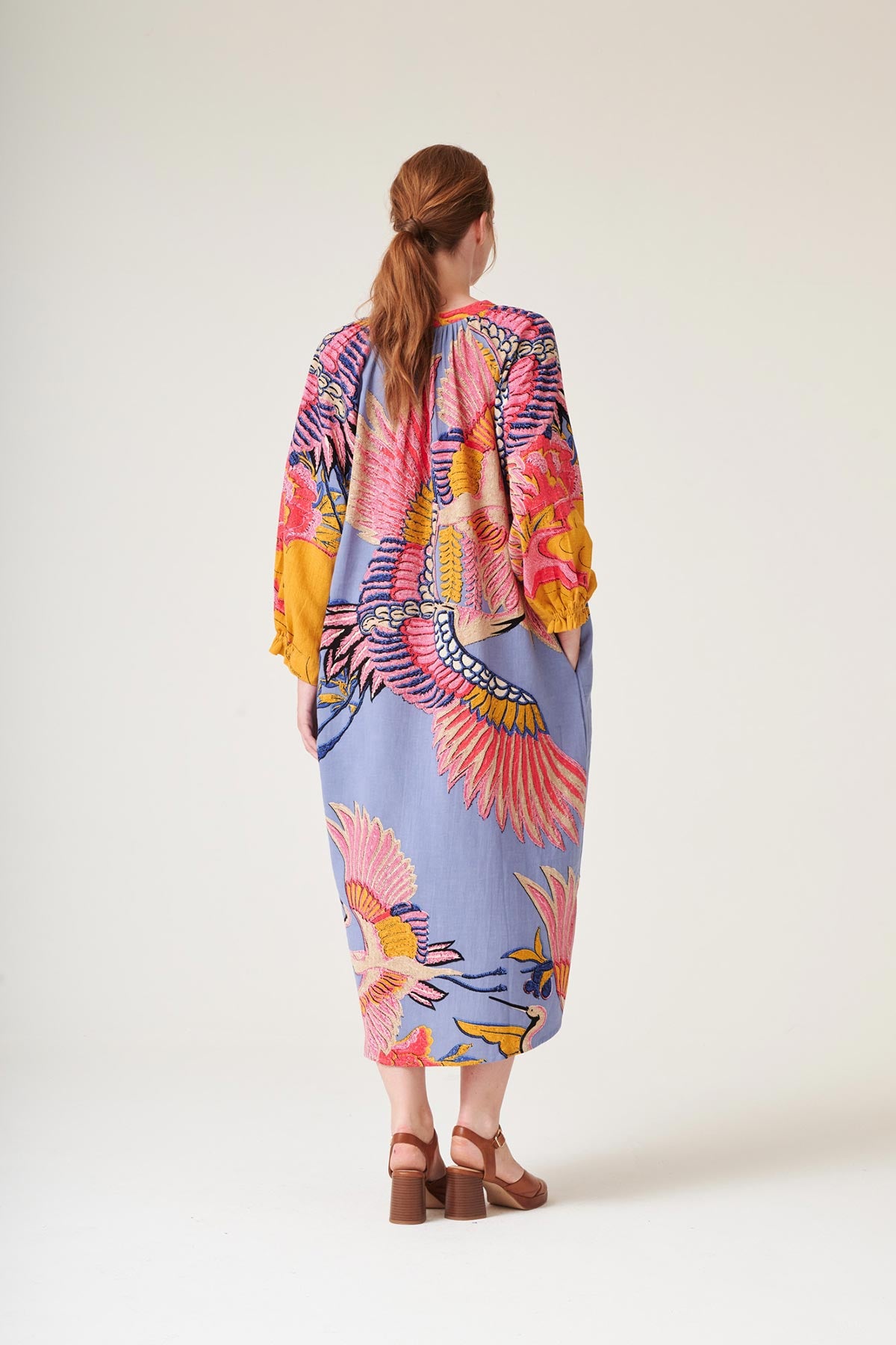 85% cotton 15% linen raglan sleeve dress