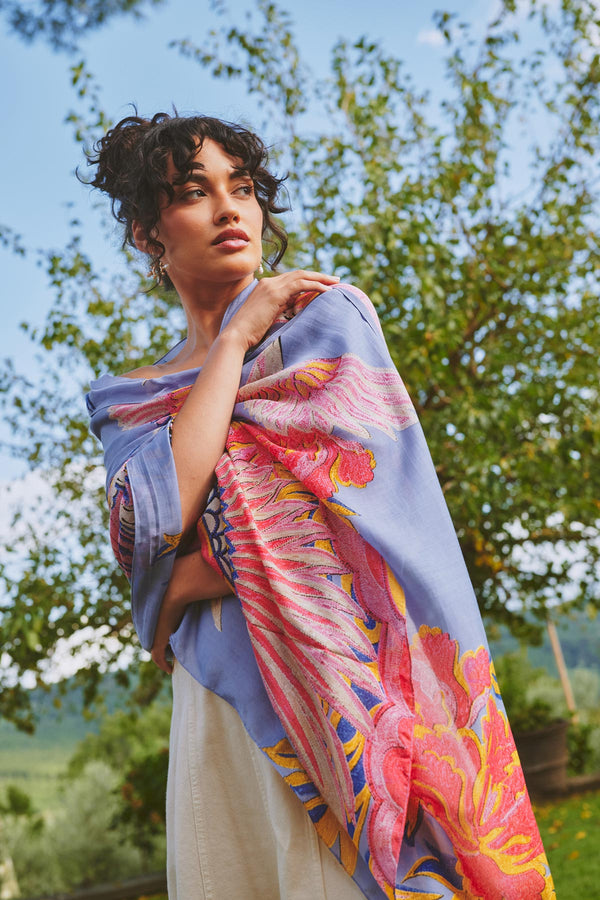 Crane Periwinkle scarf by One Hundred Stars at Urban Wild