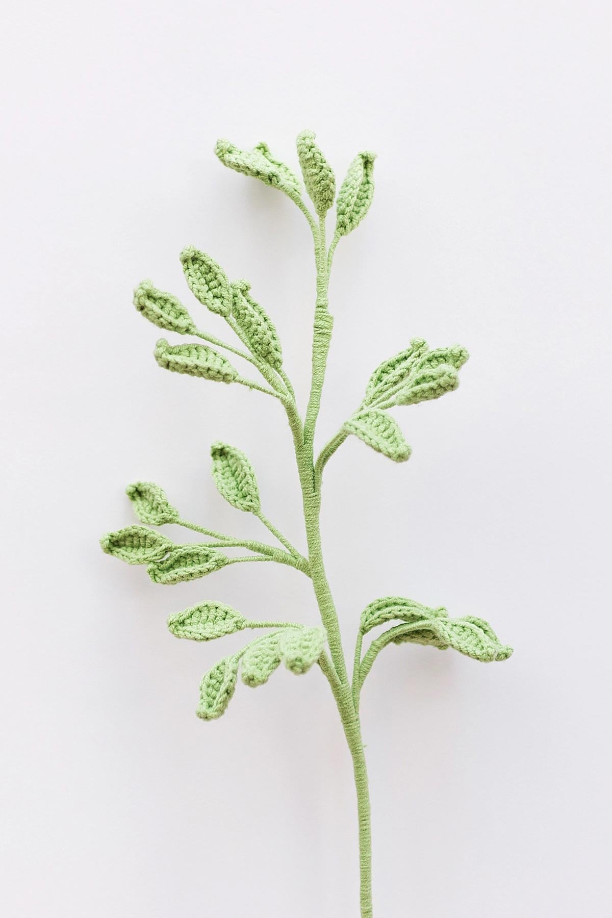 Detail of crochet leaf craftsmanship