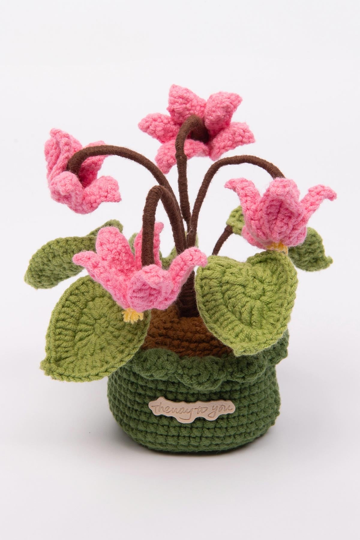 Cyclamen crochet flower pot handcrafted by The Way to You