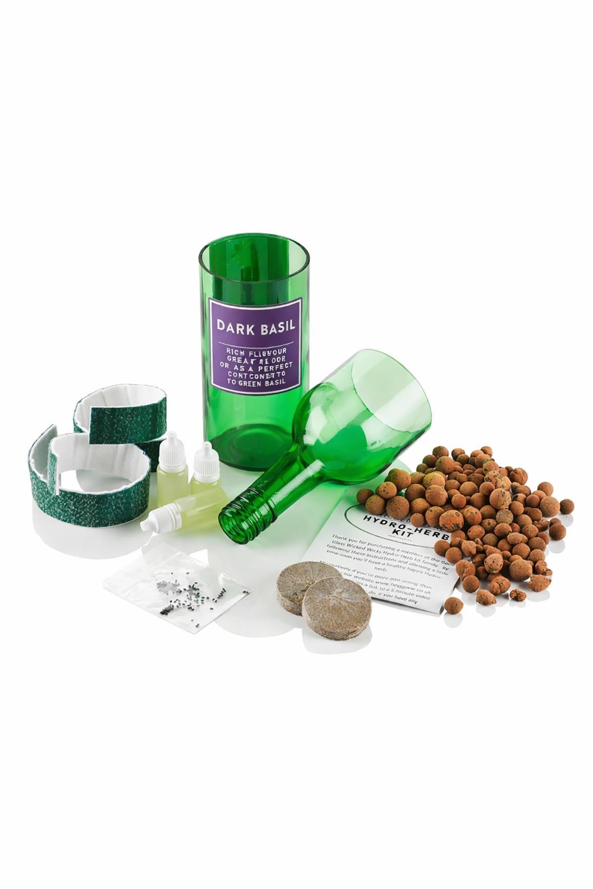 Indoor dark basil growing kit for the kitchen