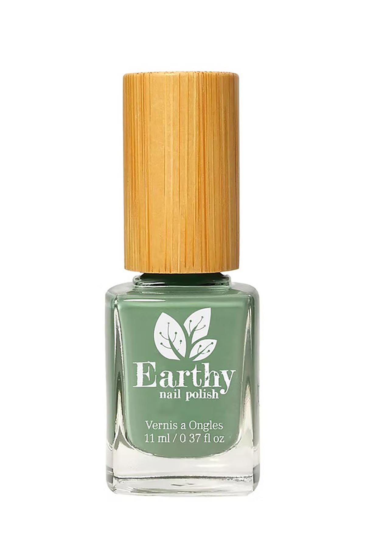 Earthy Nailture Green Nail Polish bottle with bamboo cap