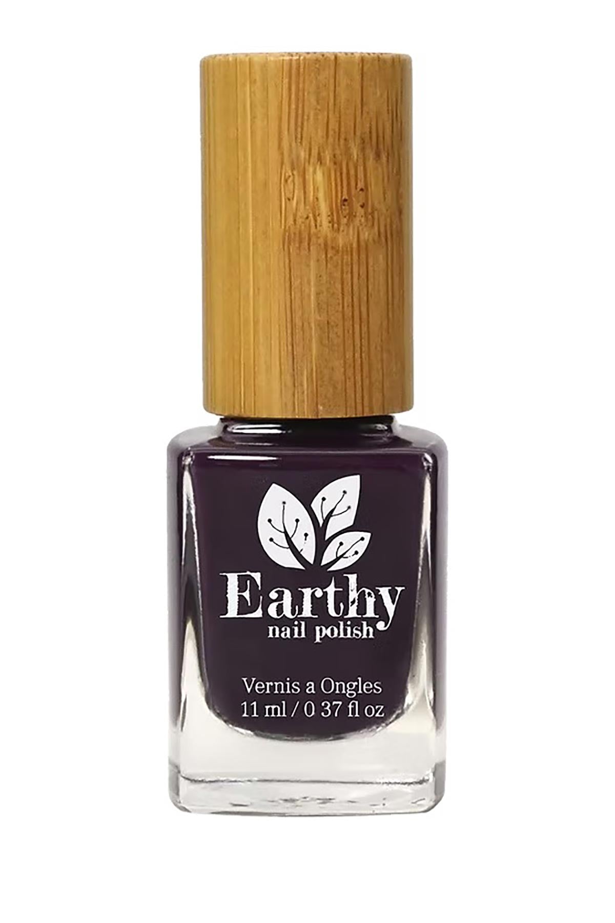 Earthy Purple Rain Nail Polish bottle with bamboo cap