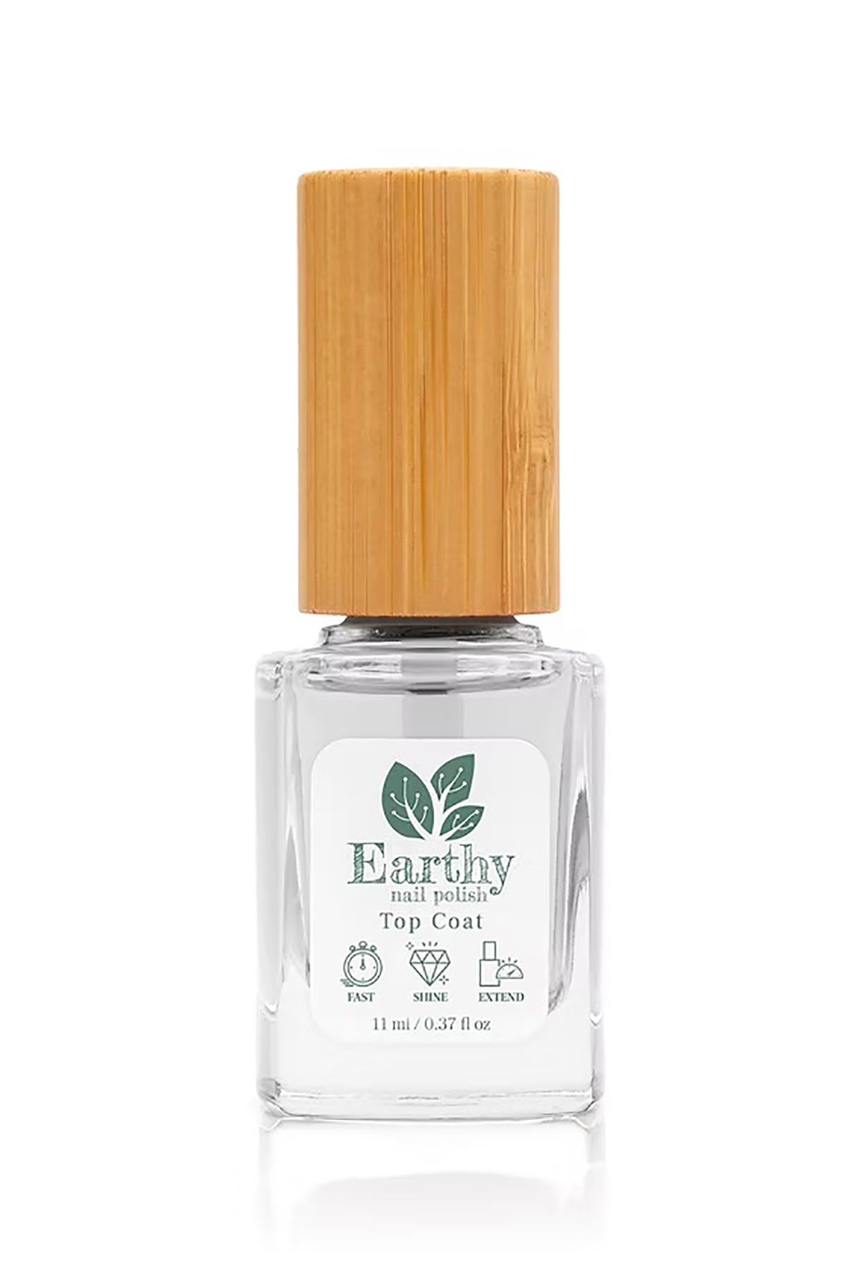 Earthy Top Coat bottle bamboo cap