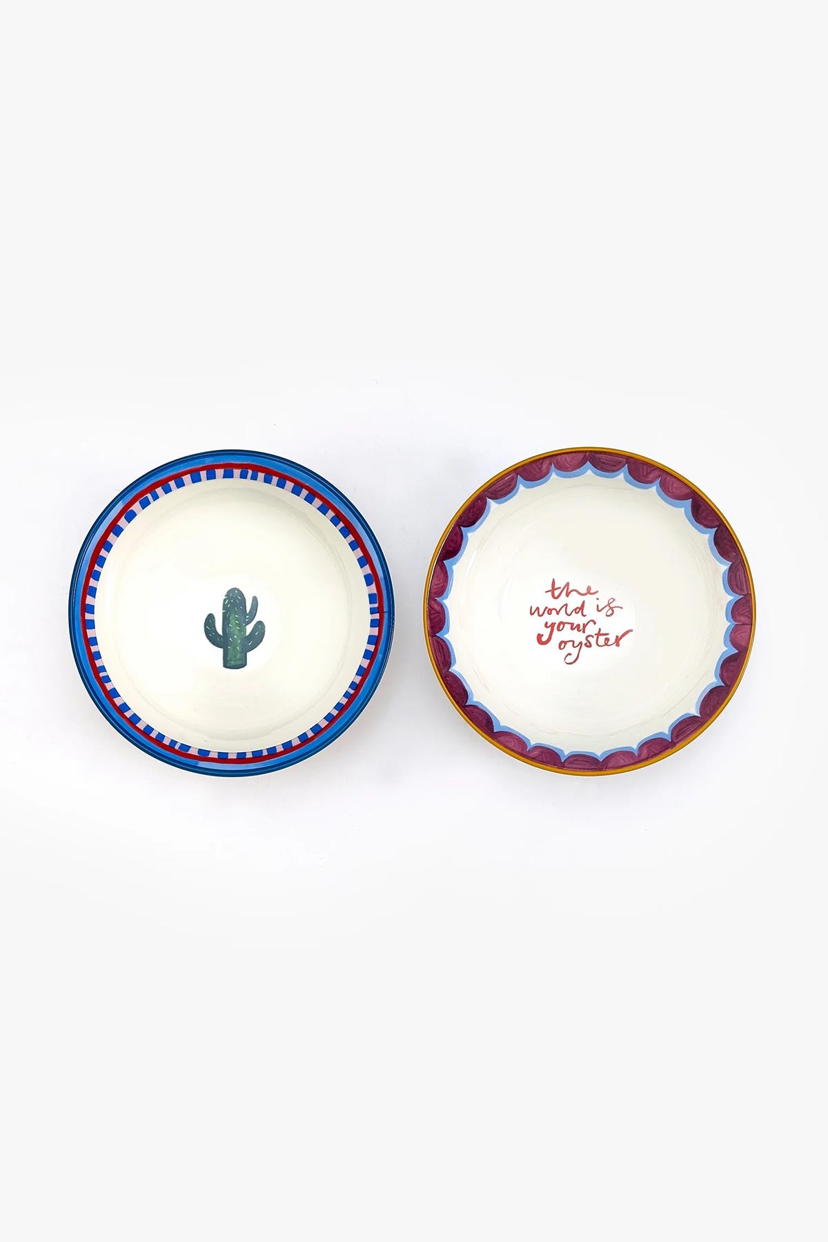 Colourful stoneware nibble bowls from Eleanor Bowmer collection