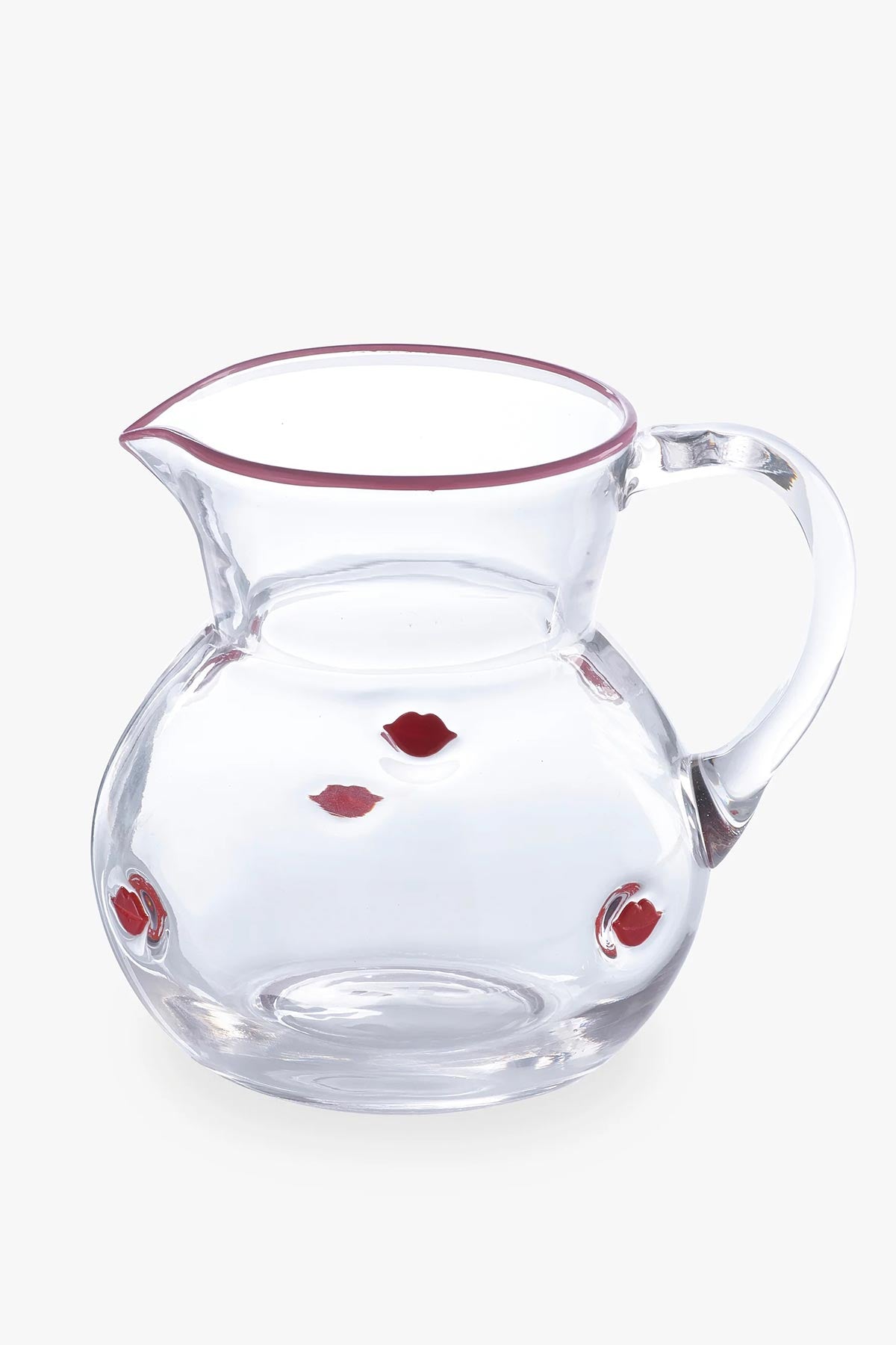 Hand-painted lips design on glass jug