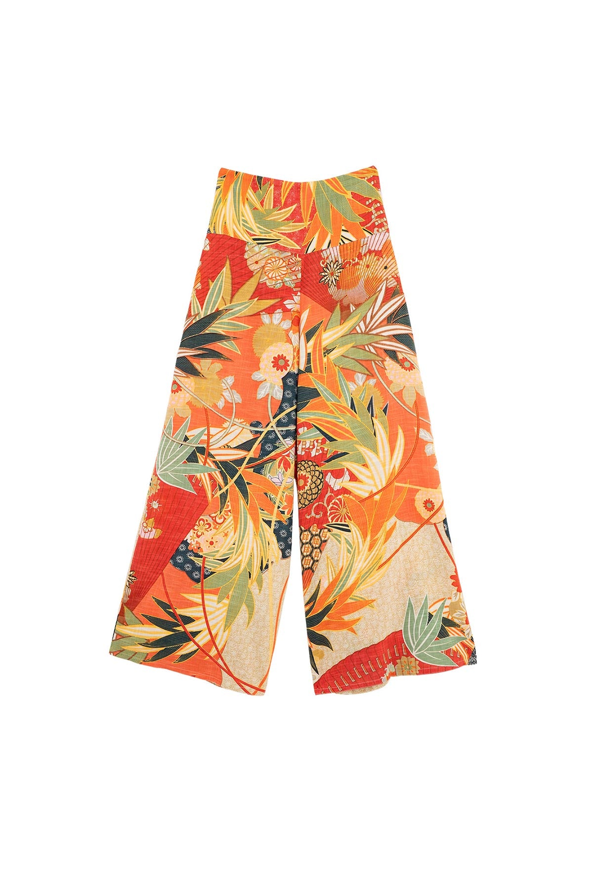56% Ecovero viscose 44% cotton wide leg pants
