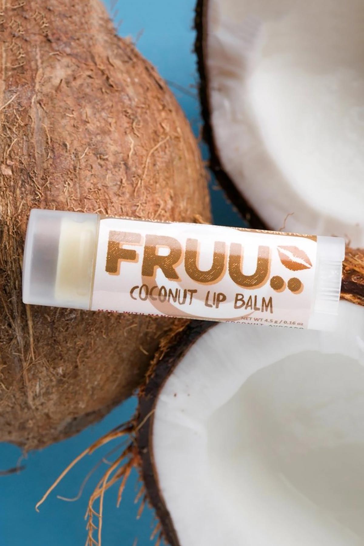 Coconut fruit-based lip balm by Fruu..