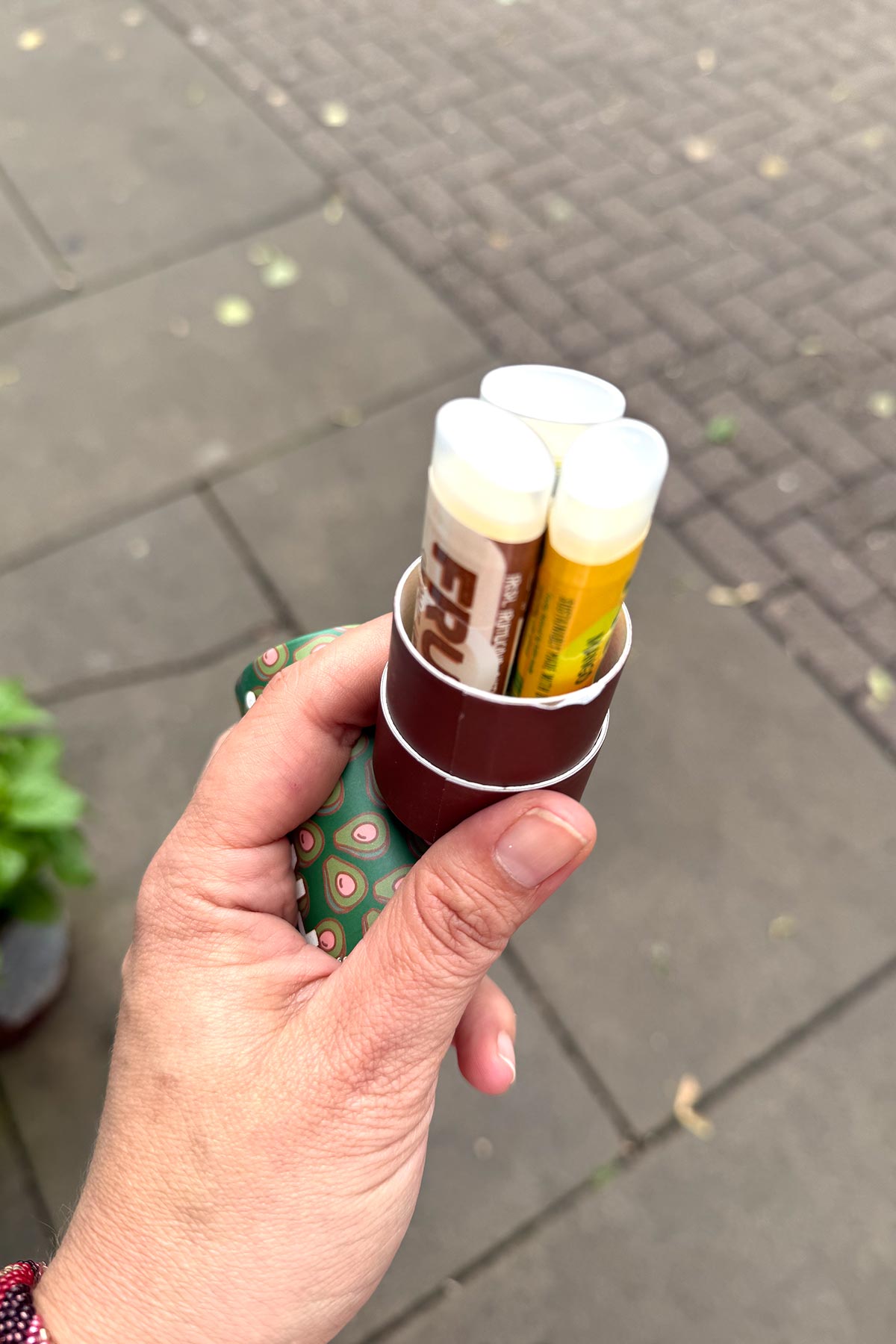 Fruit-based lip balm trio packaging