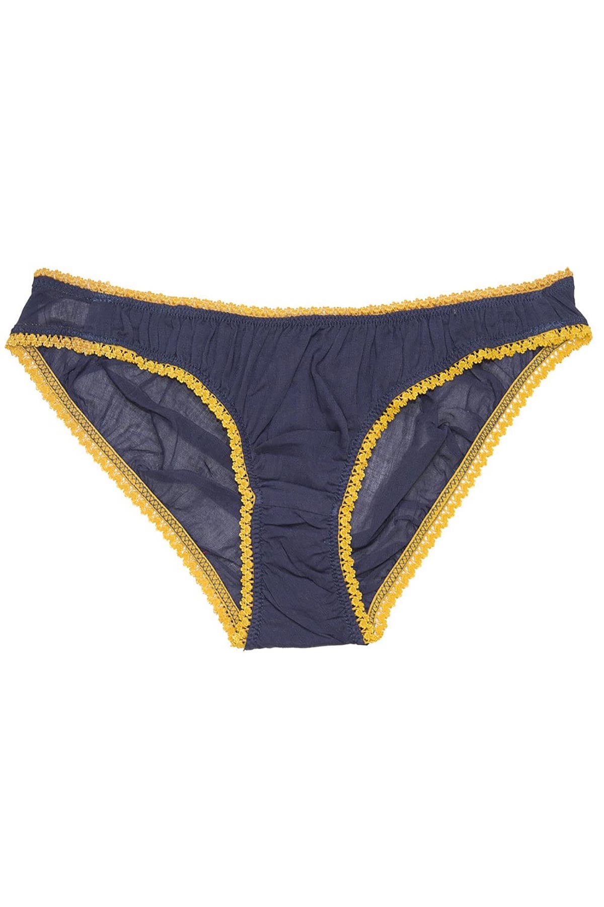 Detail of Germaine Nuit Mustard panties in organic cotton voile by Germaine Des Prés Paris