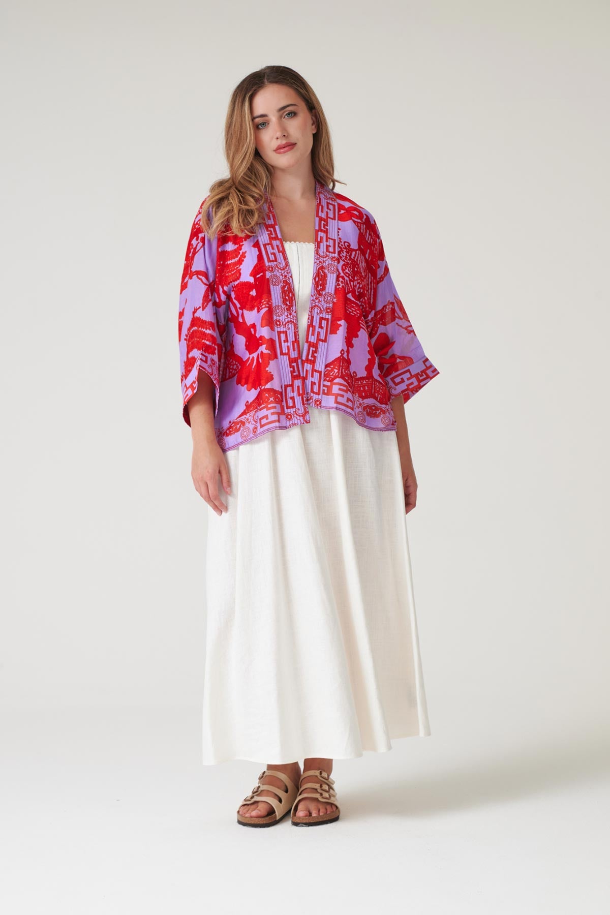 Lightweight draped fashion kimono made in India