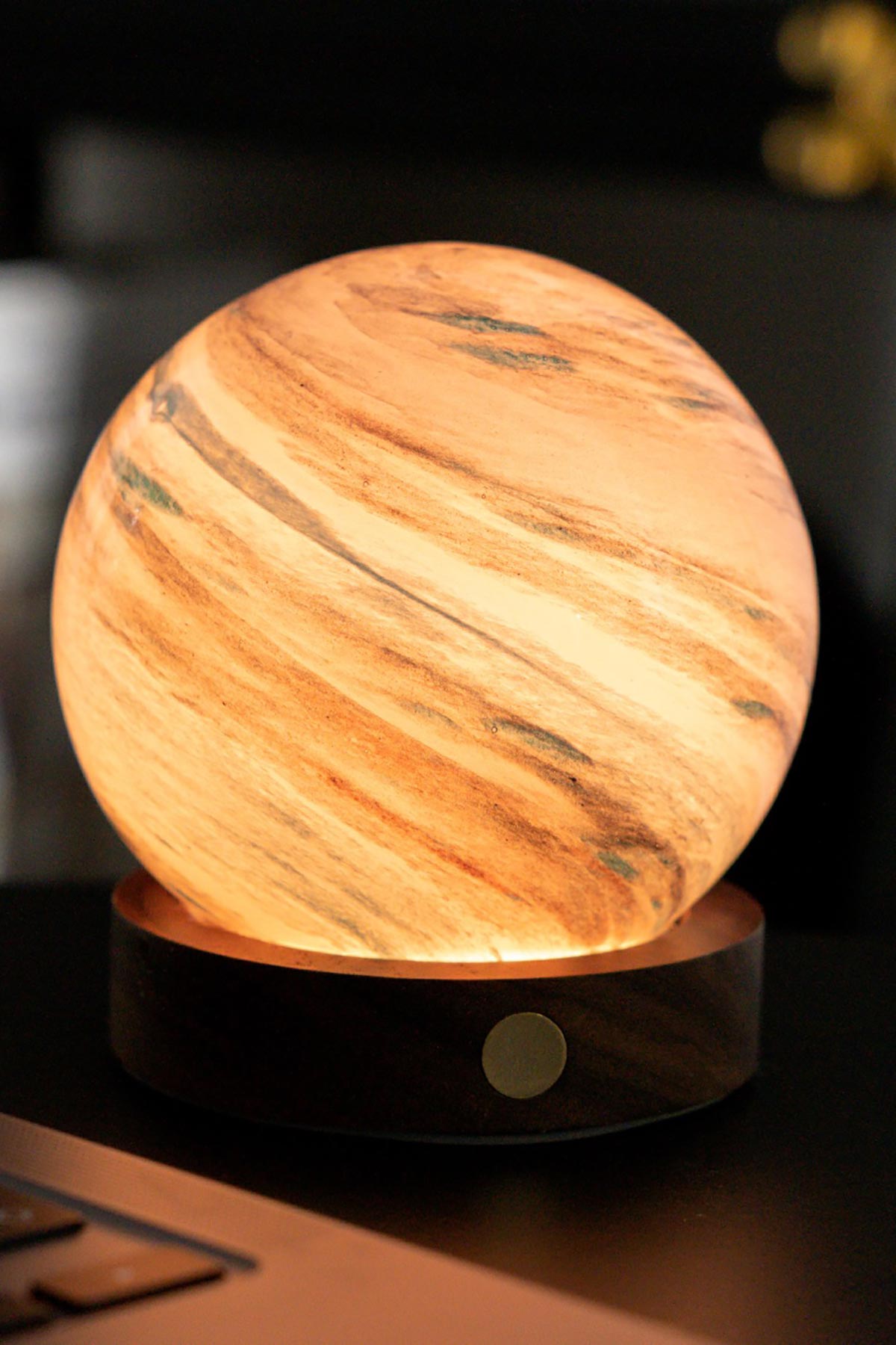 Glowing cloud-like glass light in Polar Cloud design orange