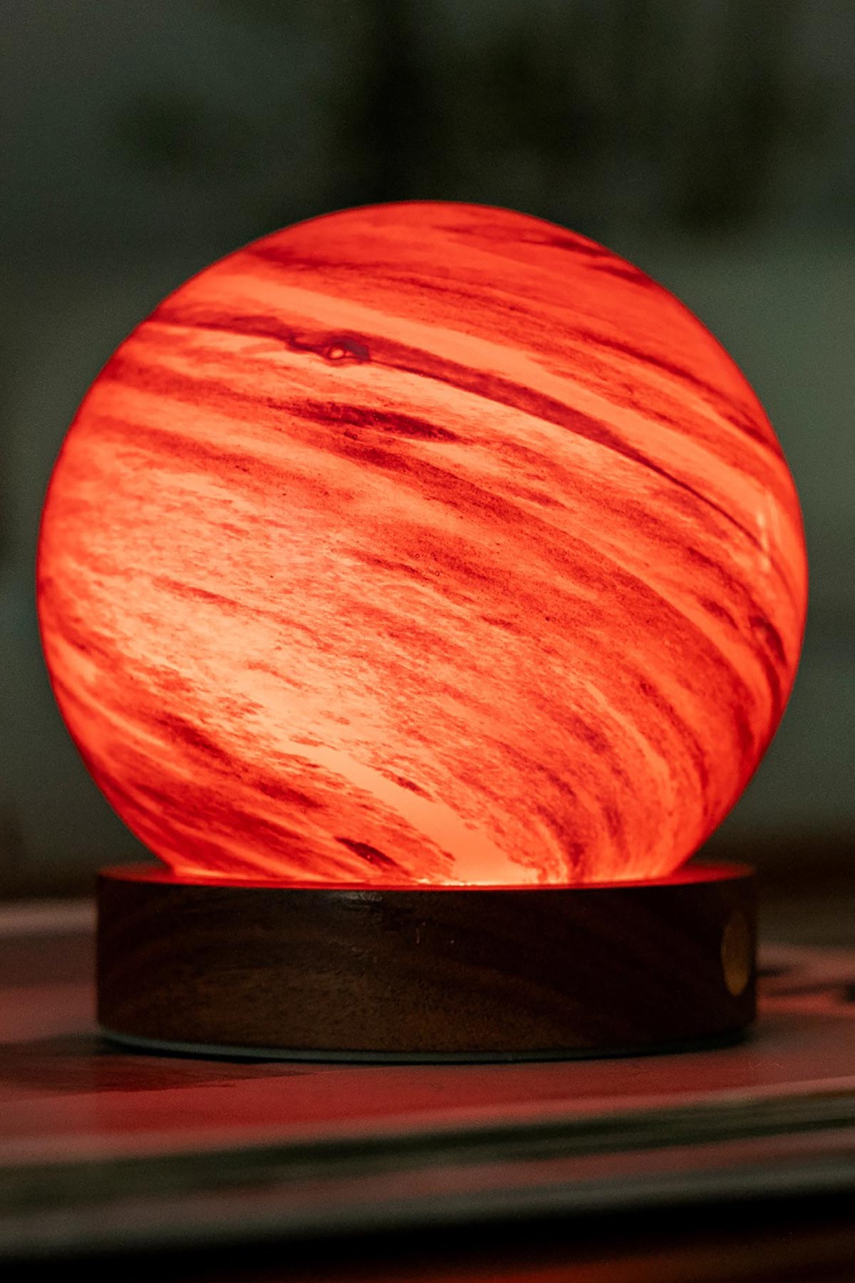 Glowing cloud-like glass light in Polar Cloud design red