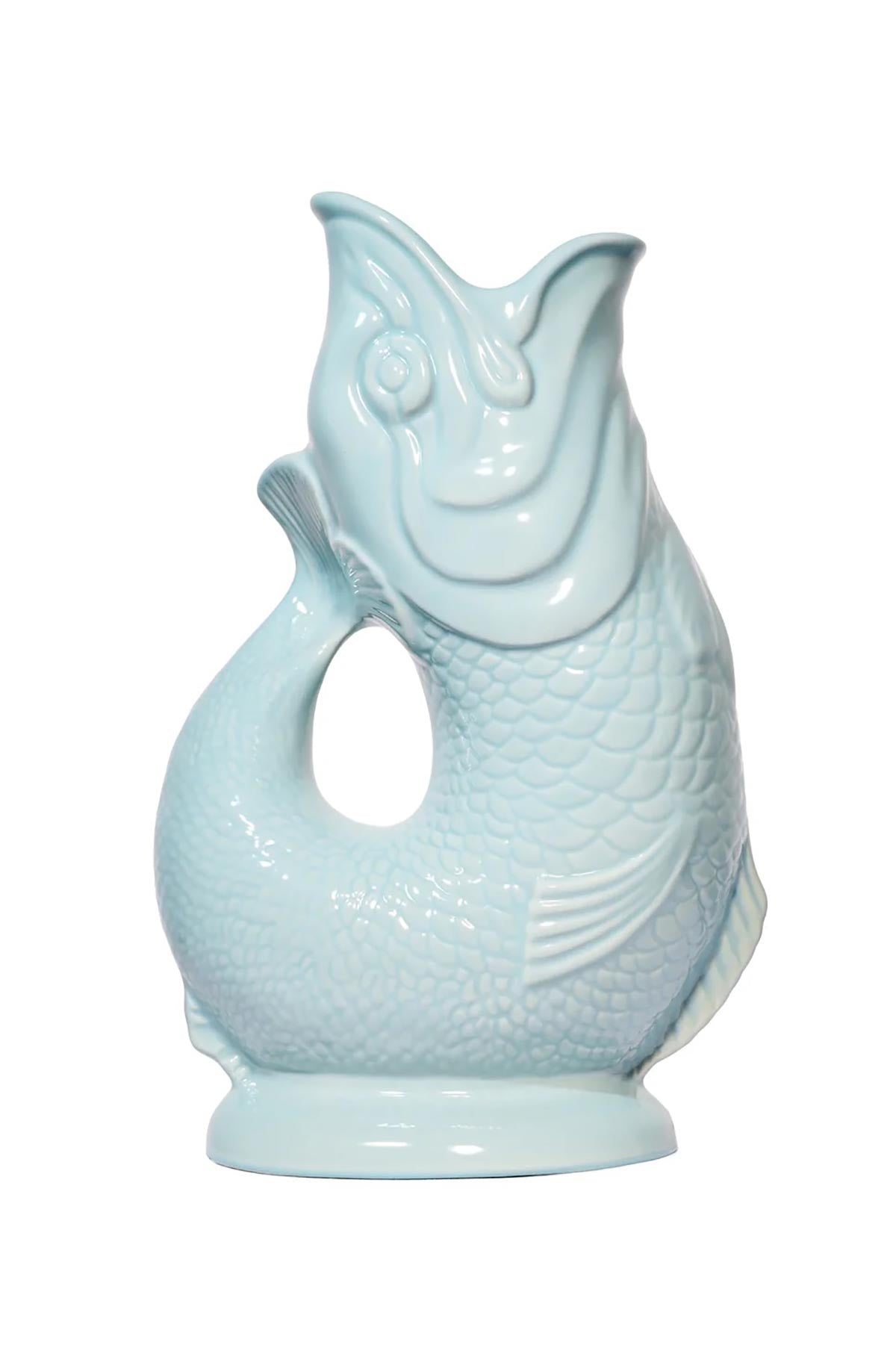 Eau de Nil green Gluggle Jug ceramic fish jug by The Gluggle Jug Factory at Urban Wild
