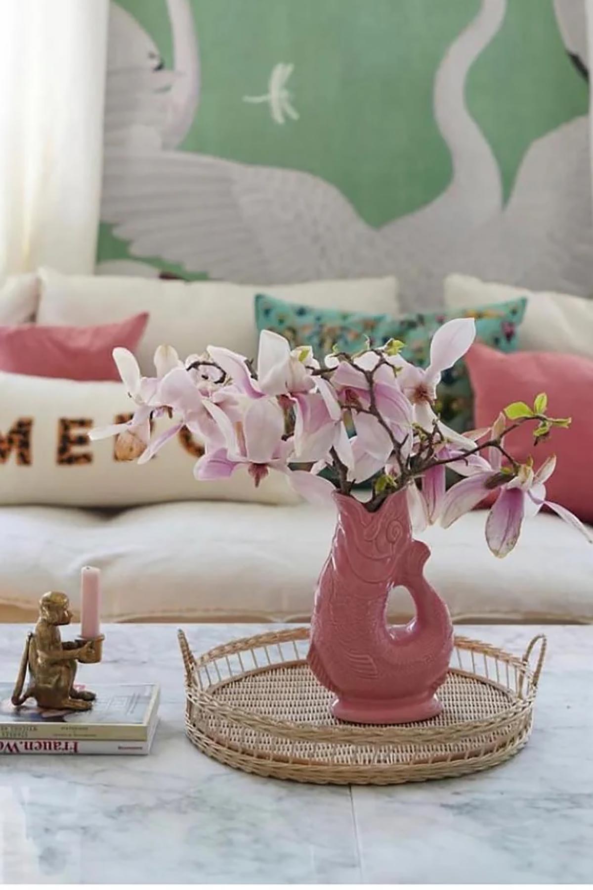 Extra Large Pink Gluggle Jug ceramic lifestyle