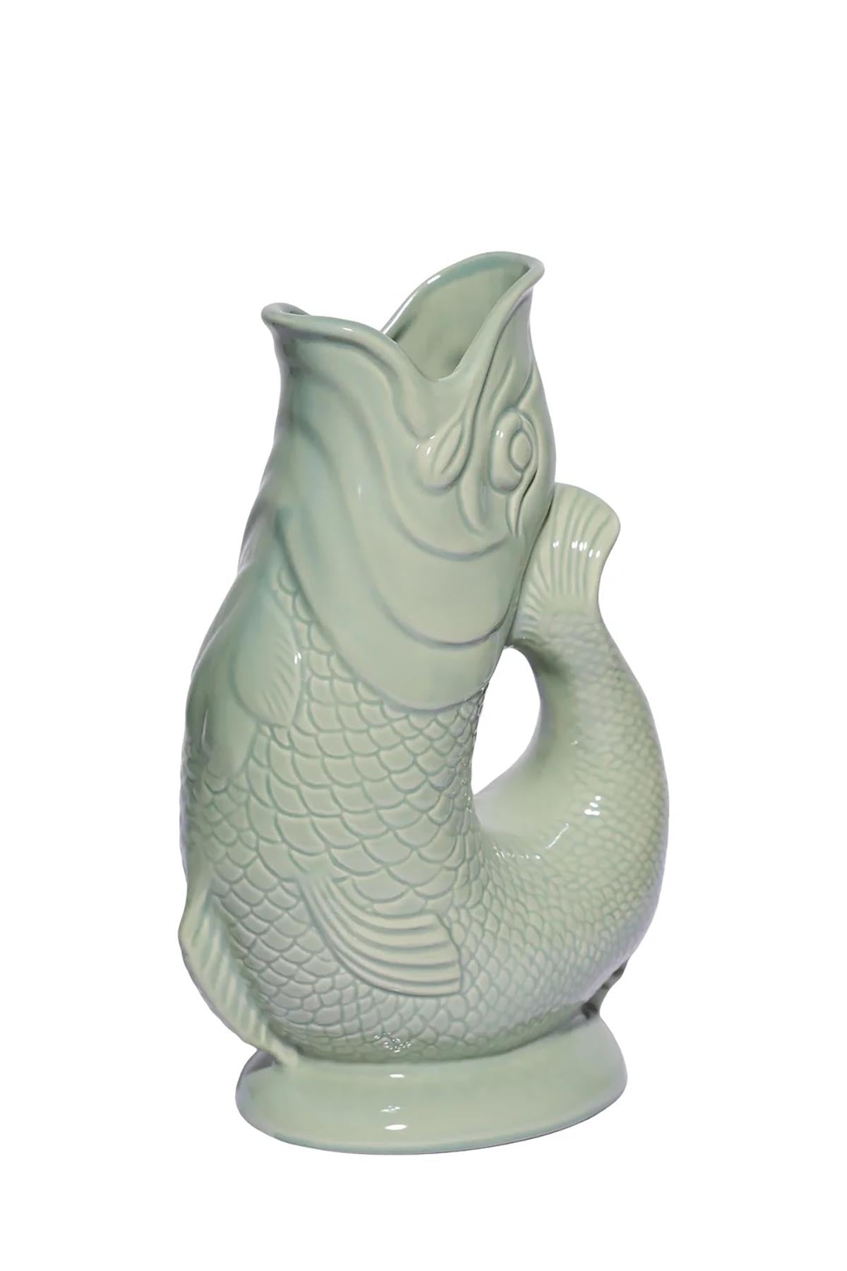 Sage Gluggle Jug ceramic side view