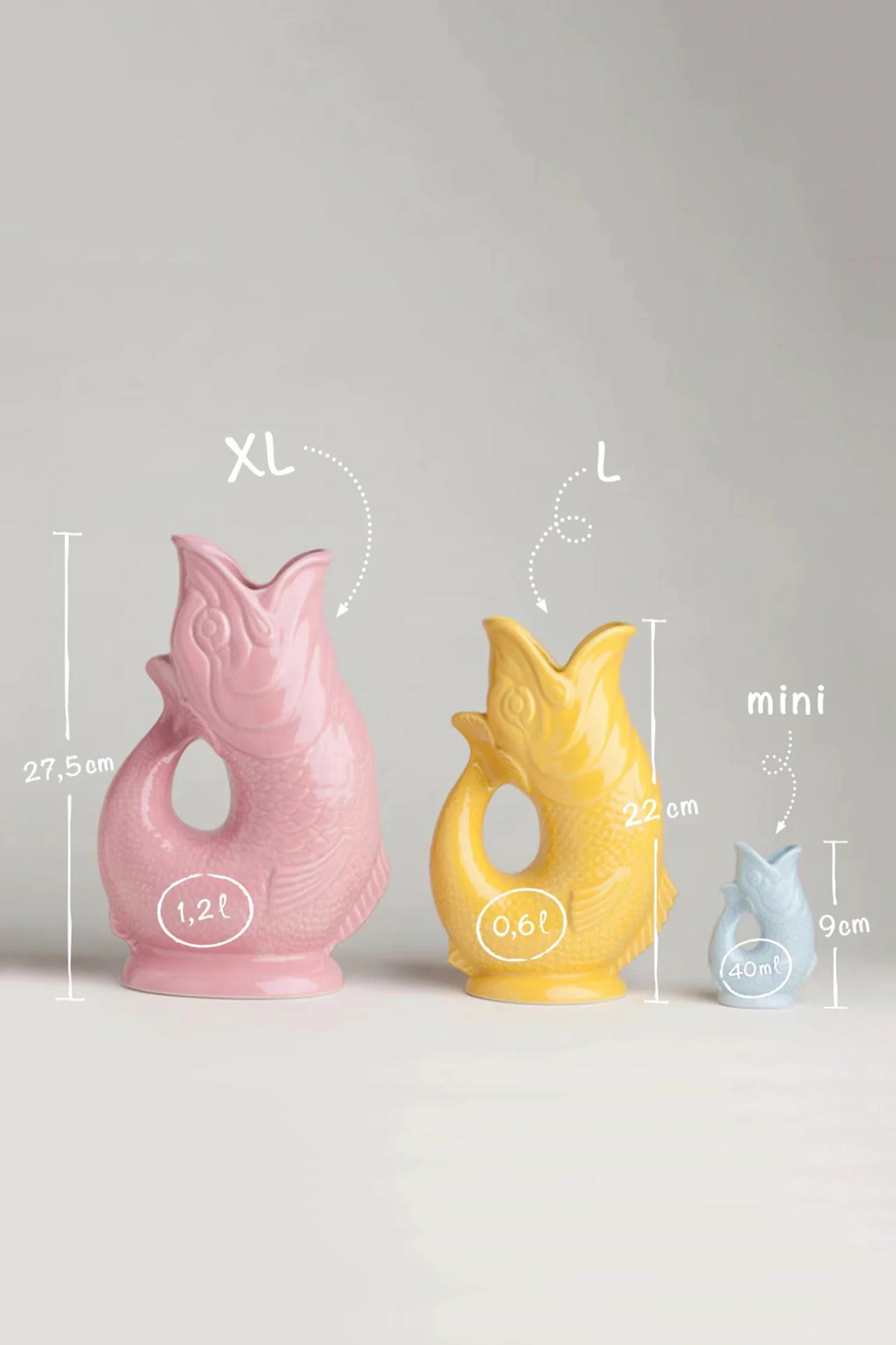 Sage Gluggle Jug ceramic size chart