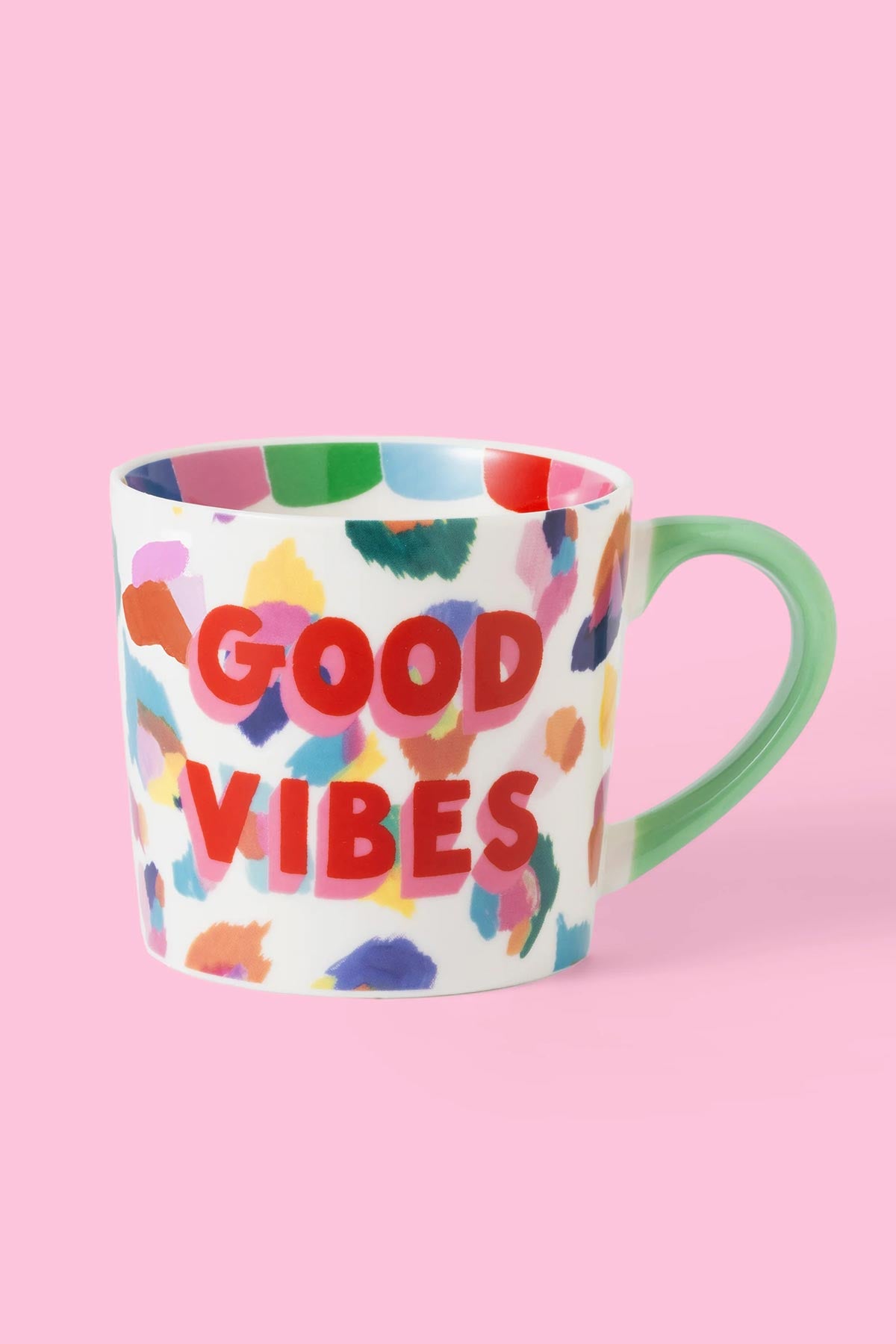 Good Vibes Painted Leopard Mug by Eleanor Bowmer