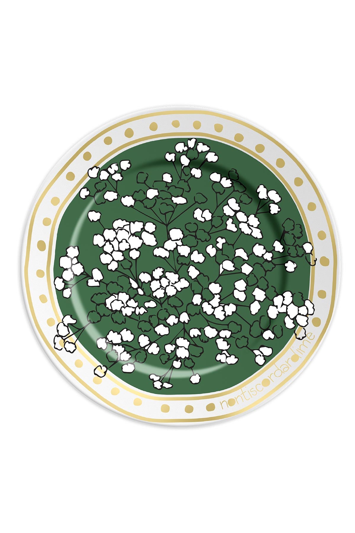 Green forget-me-not porcelain plate made in Italy by ilaria.i