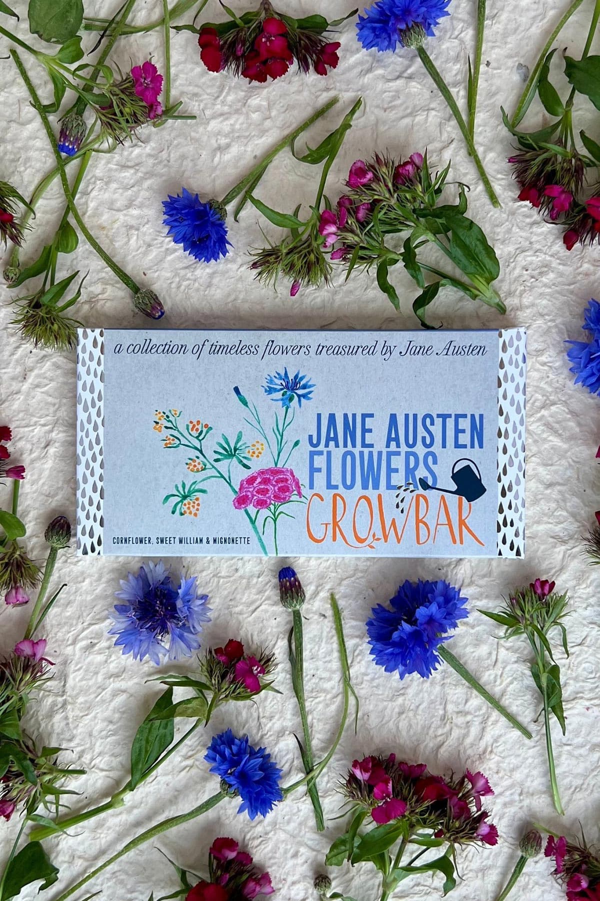 Jane Austen Flowers Growbar packaging romantic flower growing kit by Growbar at Urban Wild
