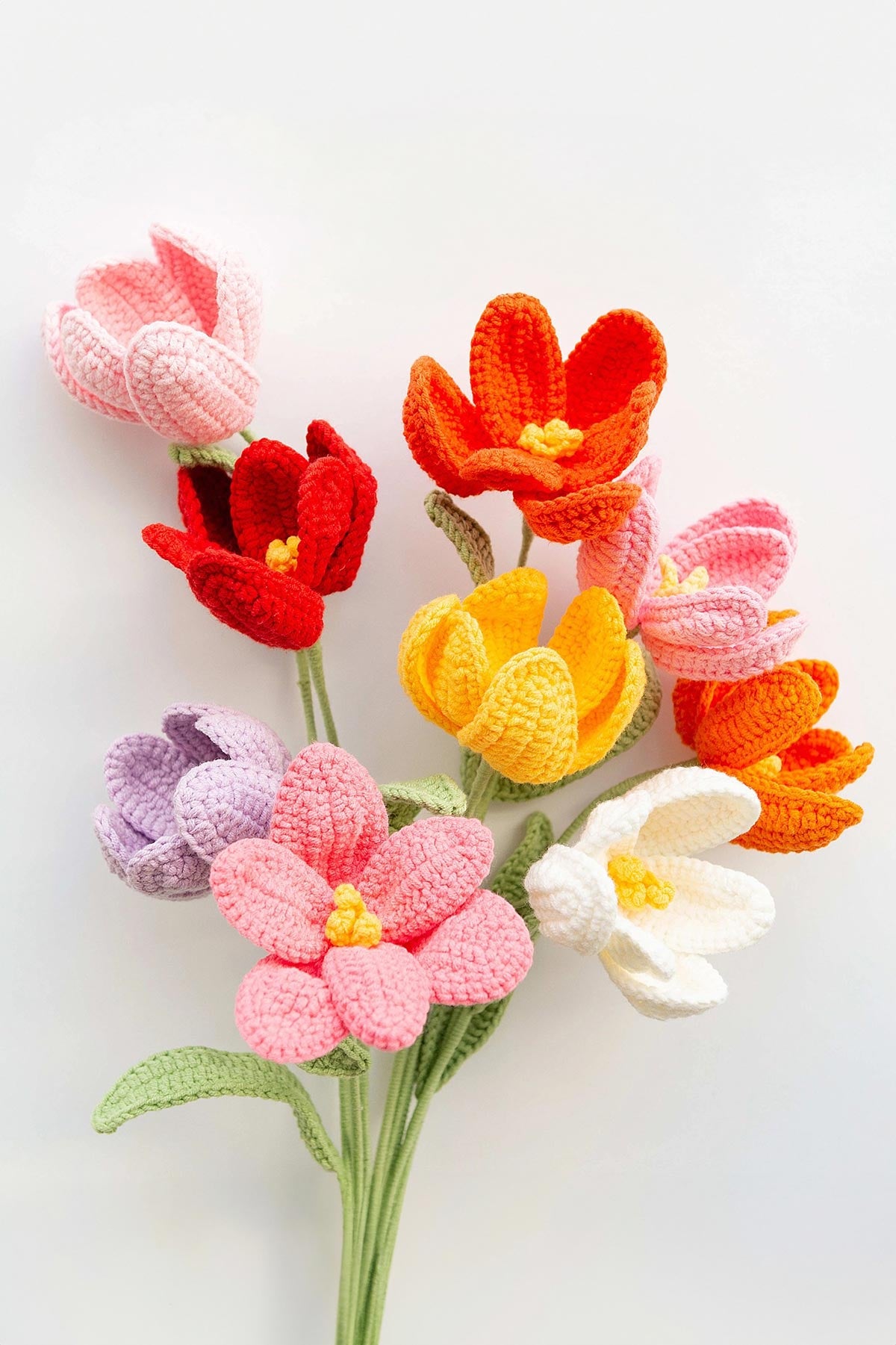 Sustainable crochet tulip stem in various colours