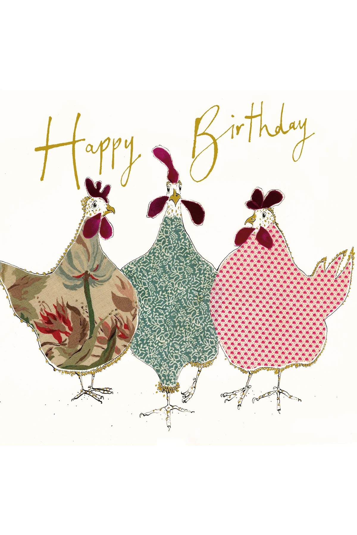 Happy Birthday Hens gold foil greeting card by Anna Wright, available at Urban Wild