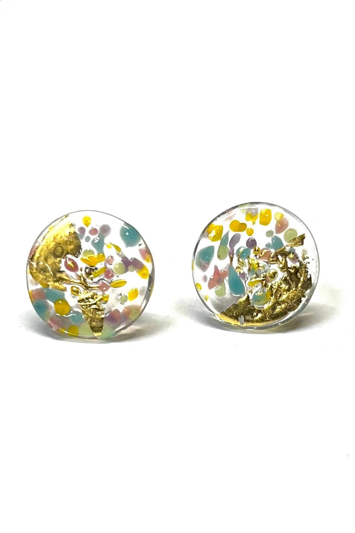 Midi mottled confetti handmade glass stud earrings