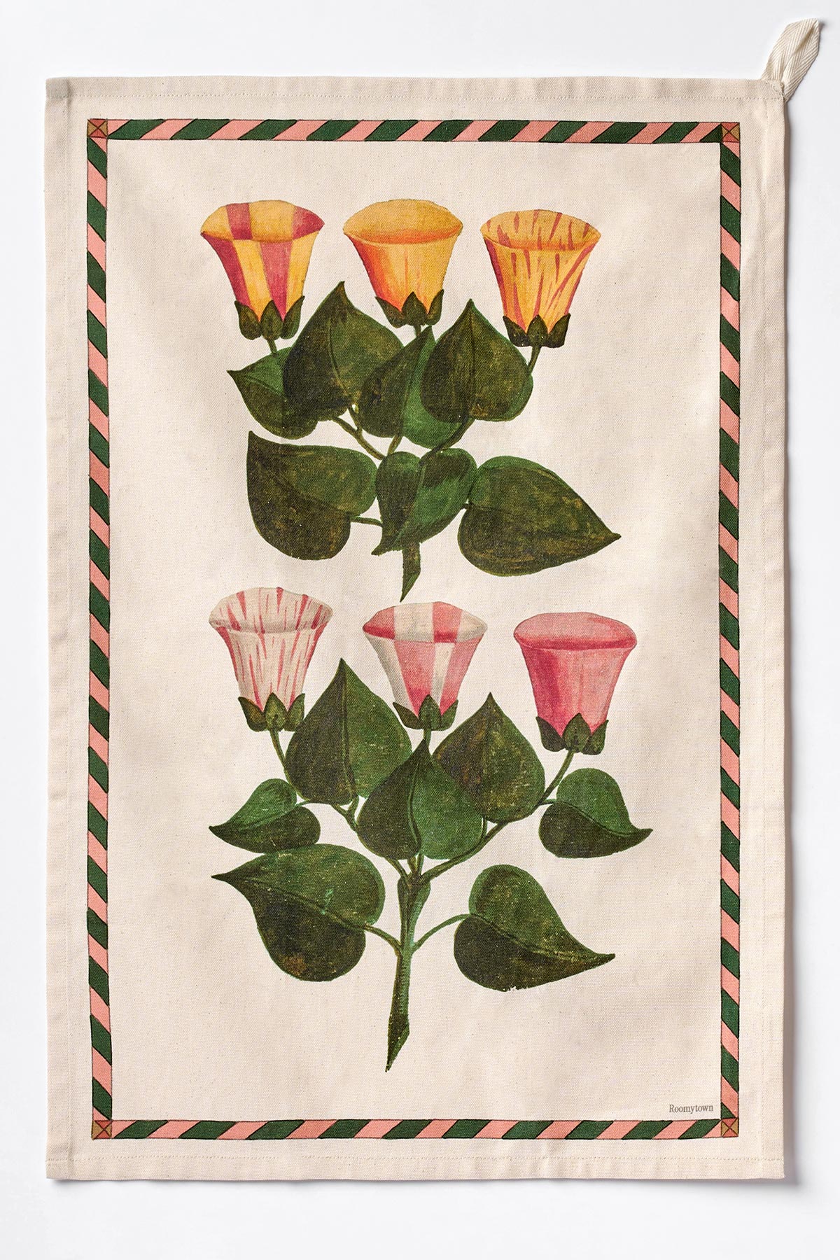 Colourful floral illustrated tea towel