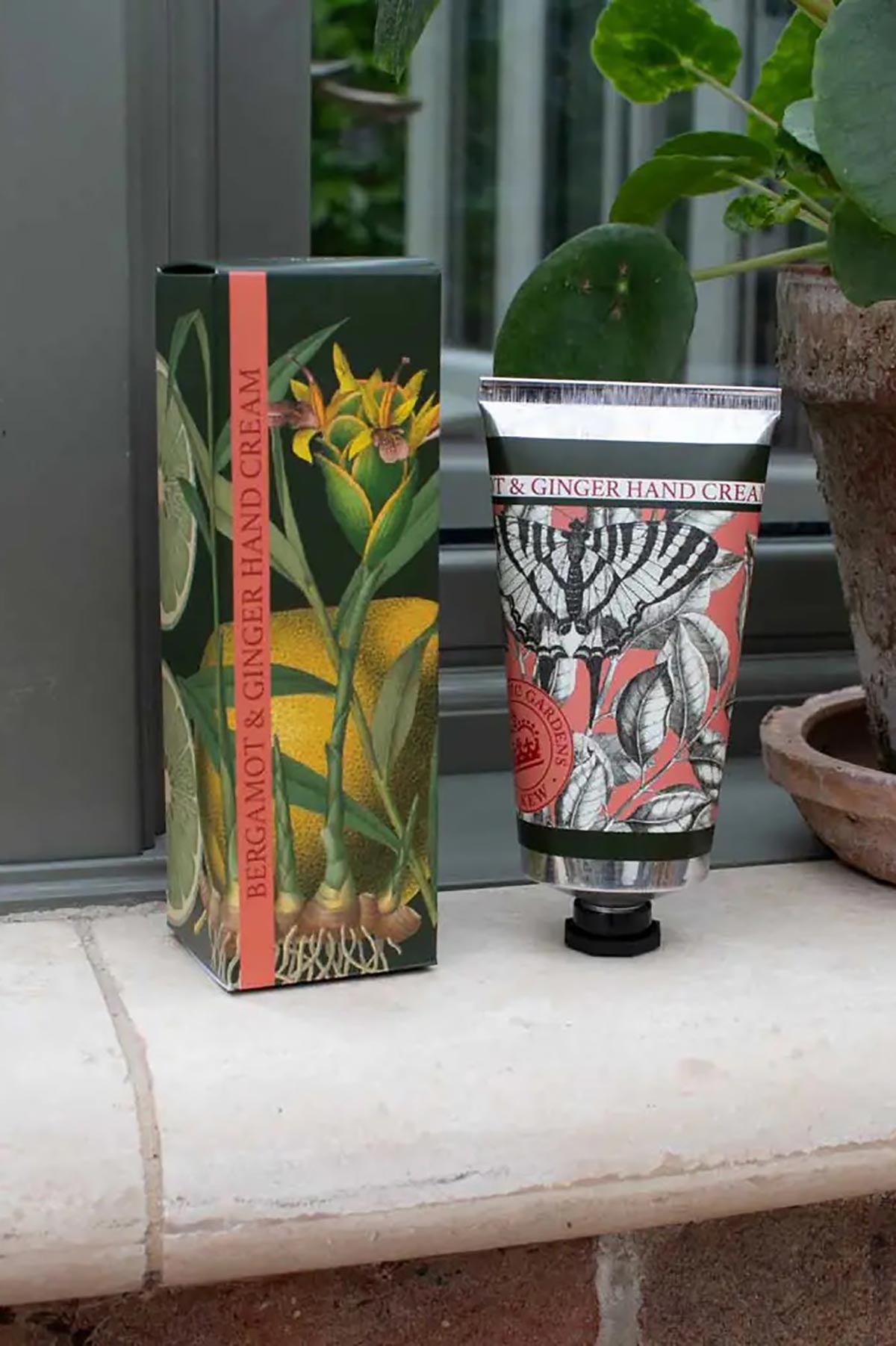 Kew hand cream styled on bedside table