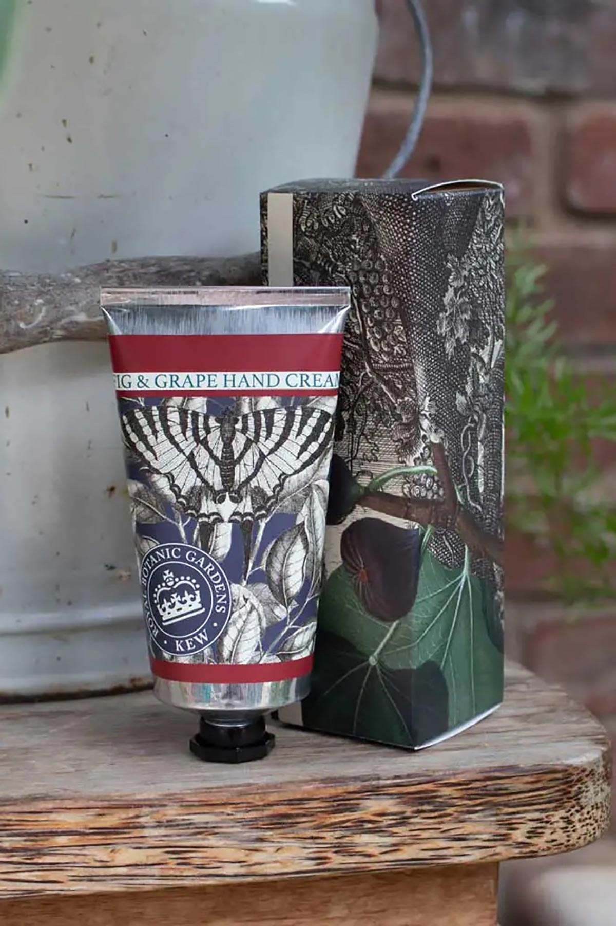 Kew hand cream styled with botanicals