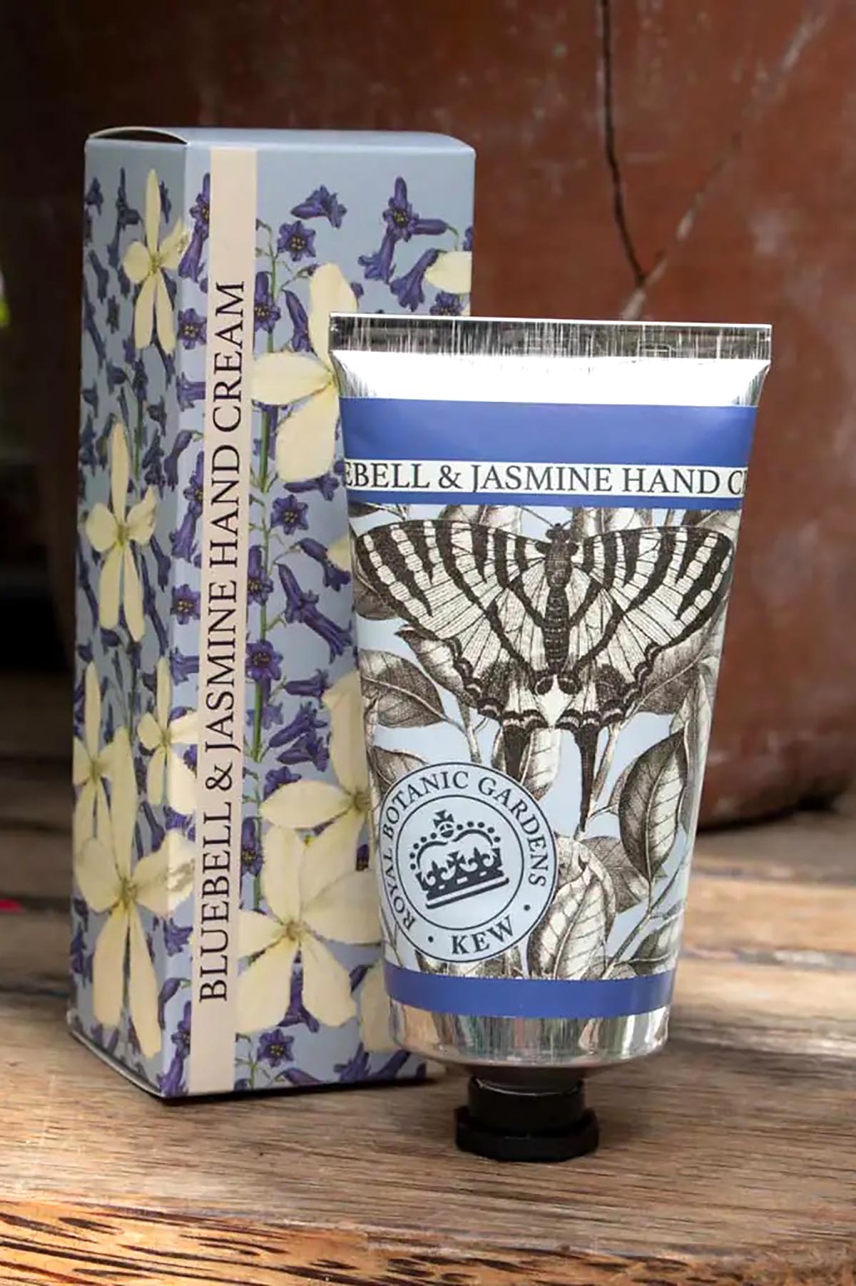 Kew Gardens Bluebell and Jasmine Hand Cream lifestyle image styled for everyday self-care at Urban Wild