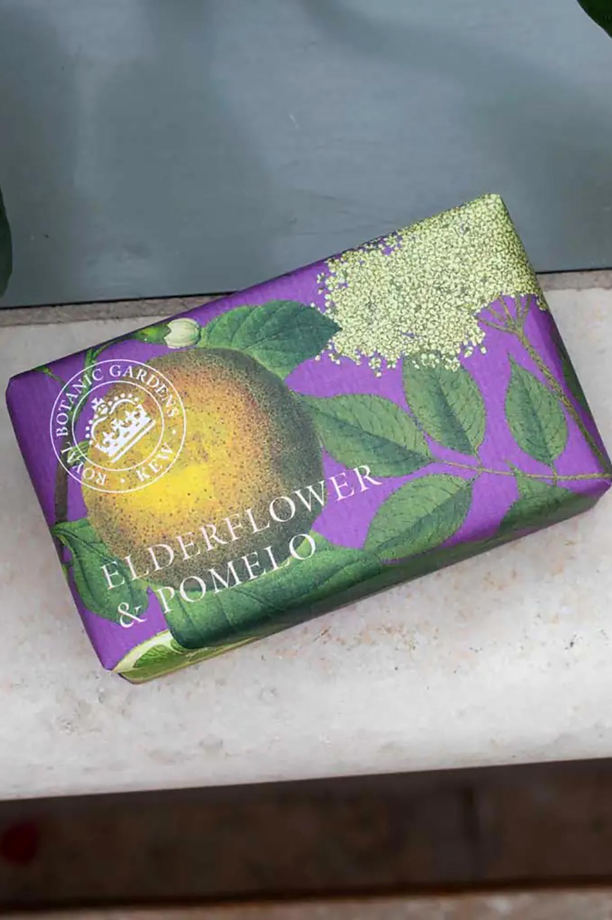 Kew Gardens Elderflower and Pomelo Soap lifestyle image styled for everyday ritual at Urban Wild