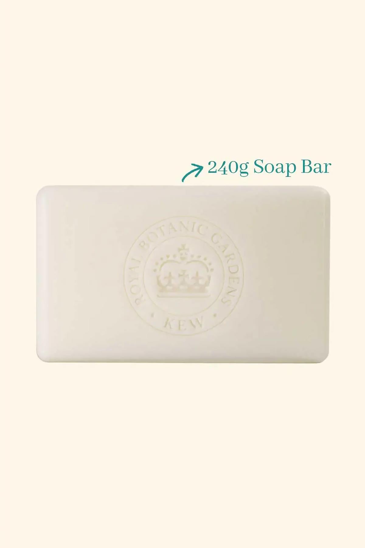 Close-up detail of Kew Gardens Grapefruit and Lily Soap wrapped design