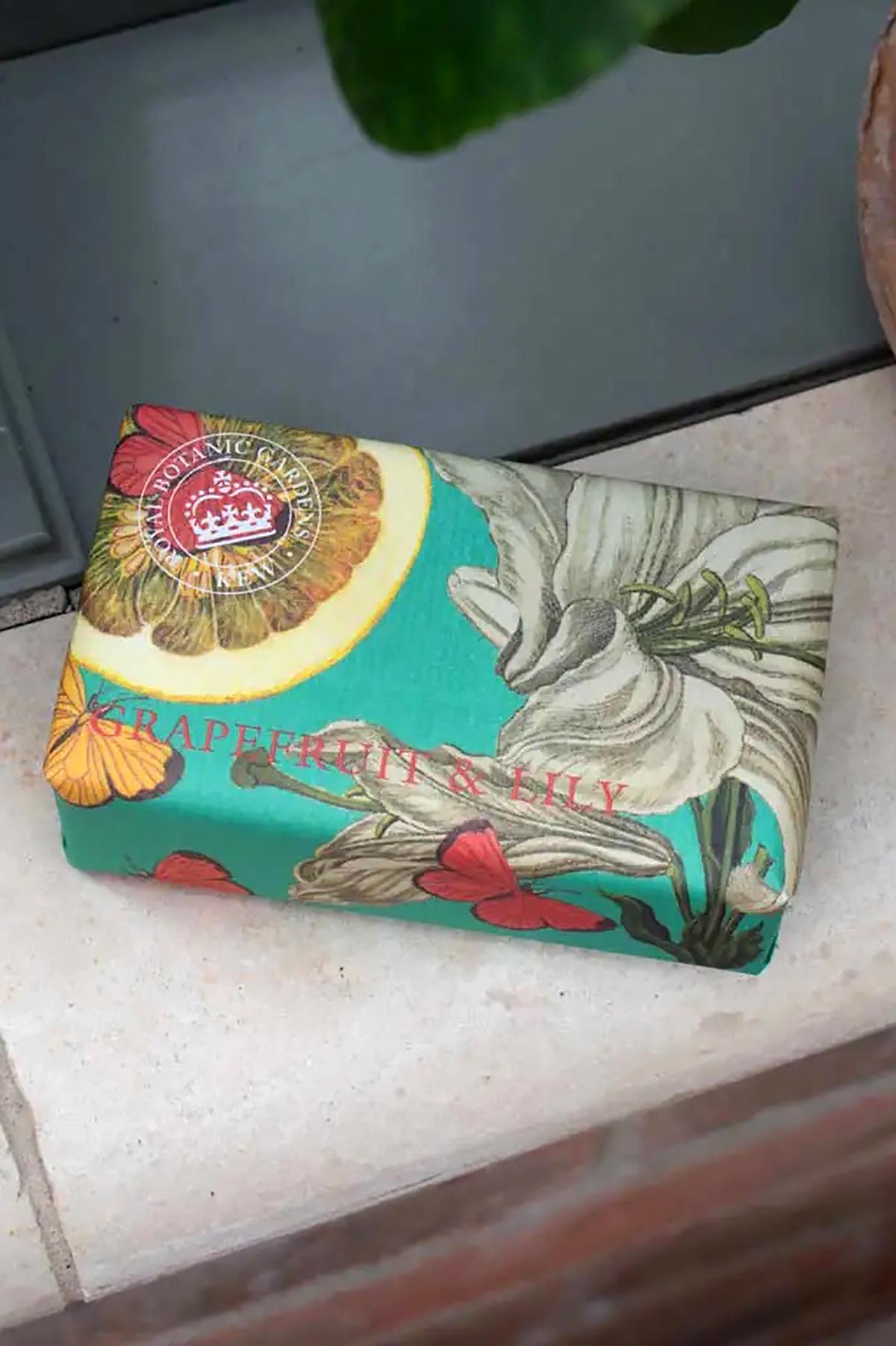 Kew Gardens Grapefruit and Lily Soap lifestyle image styled for everyday ritual at Urban Wild