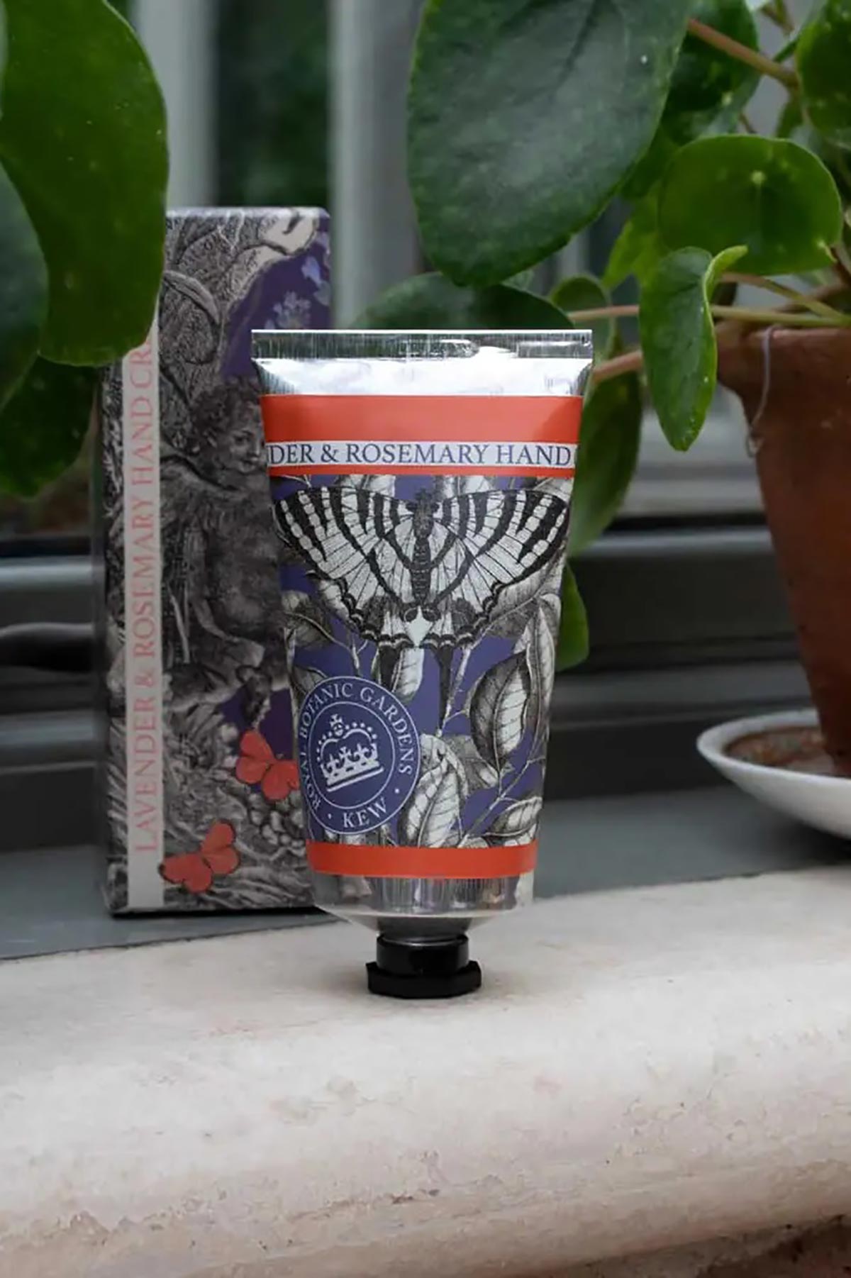 Kew Gardens Lavender and Rosemary Hand Cream lifestyle image styled for everyday care at Urban Wild