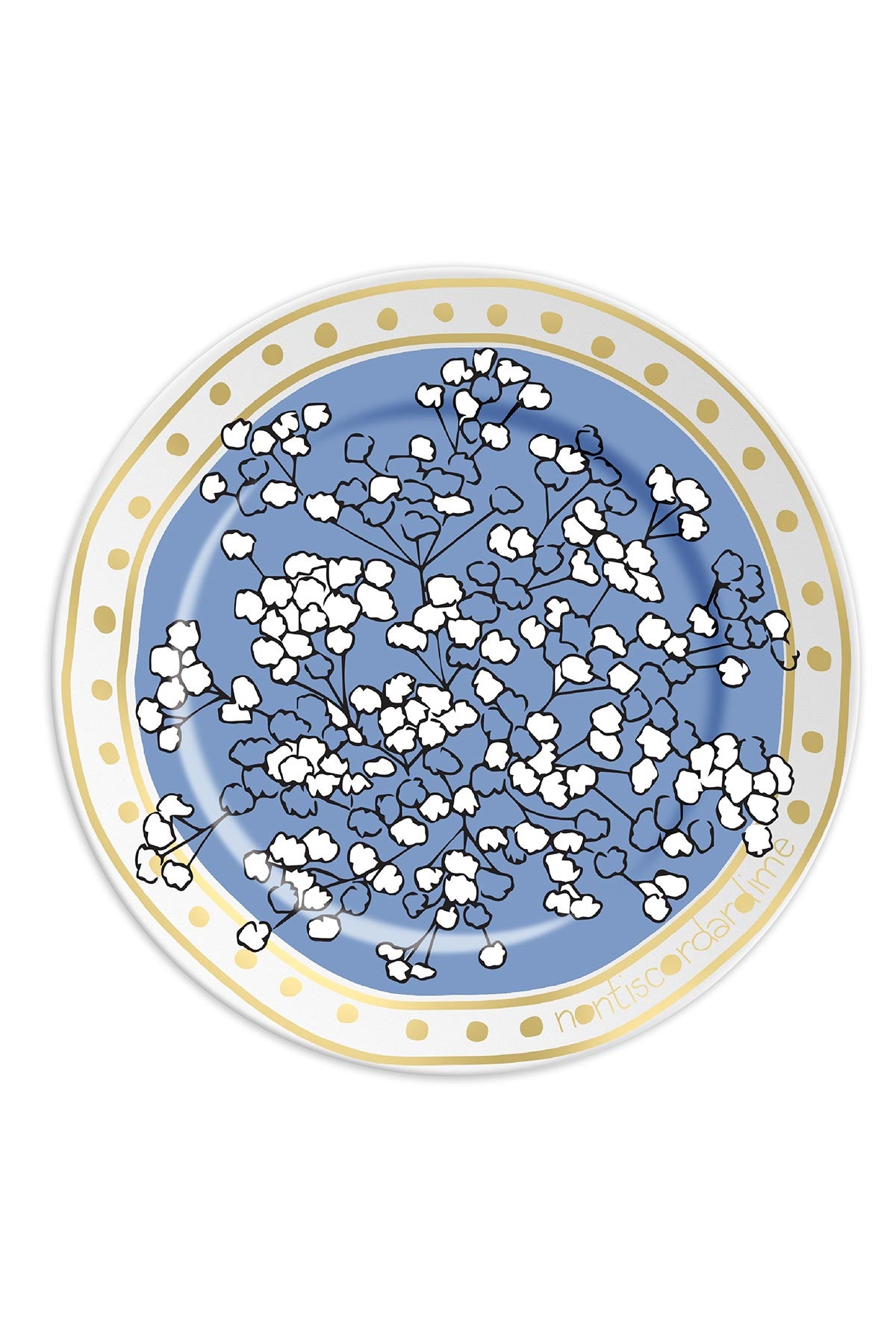 Light blue forget-me-not porcelain plate made in Italy by ilaria.i
