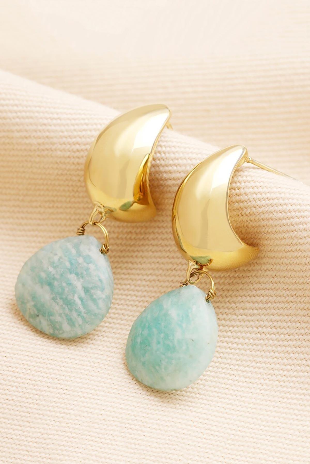 Lisa Angel gold amazonite teardrop drop earrings