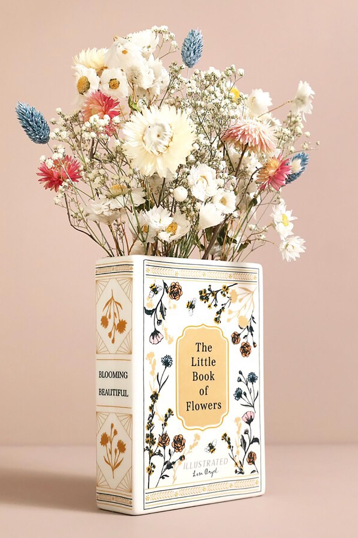 Lisa Angel Ceramic Little Book of Flowers Vase with dried flowers