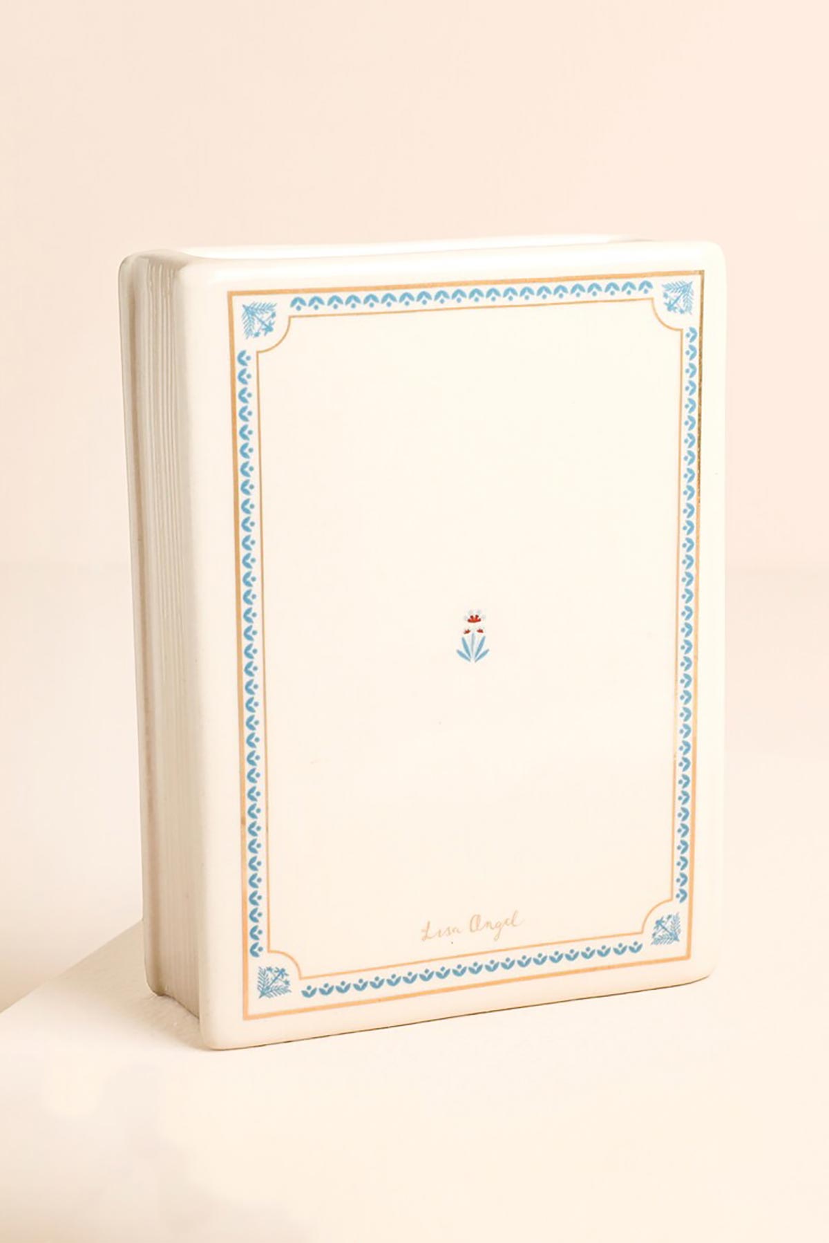 Lisa Angel Tale As Old As Time Mini Ceramic Book Vase with gold text back view