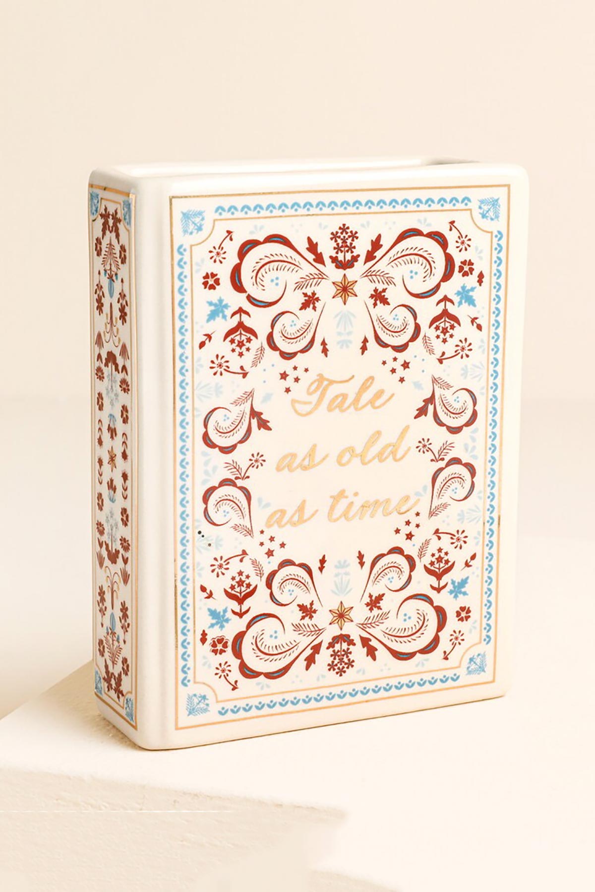 Mini ceramic book vase by Lisa Angel featuring romantic lettering