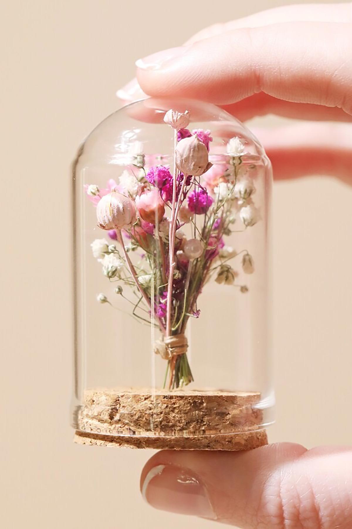 Lisa Angel Mini Dried Flower Glass Dome close-up