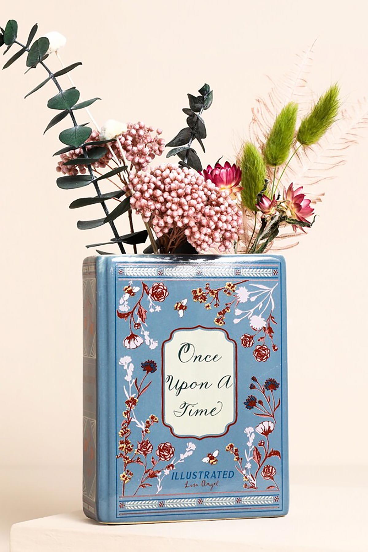 Lisa Angel Once Upon A Time Mini Ceramic Book Vase with flowers