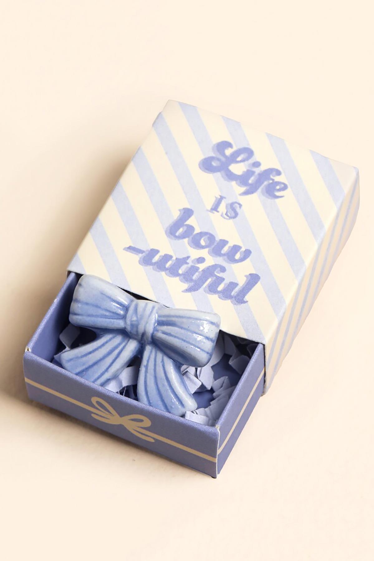 Lisa Angel bow tiny matchbox ceramic token