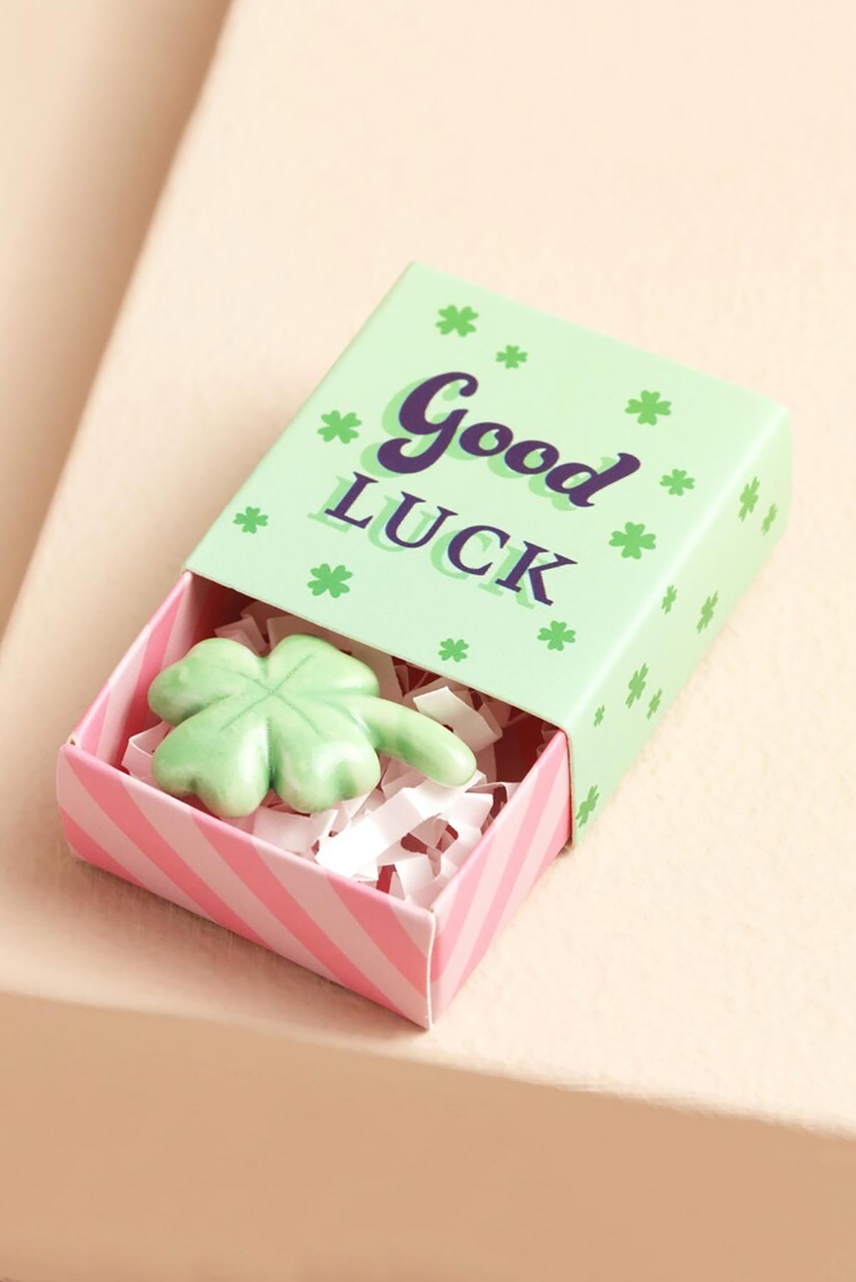 Lisa Angel clover tiny matchbox ceramic token