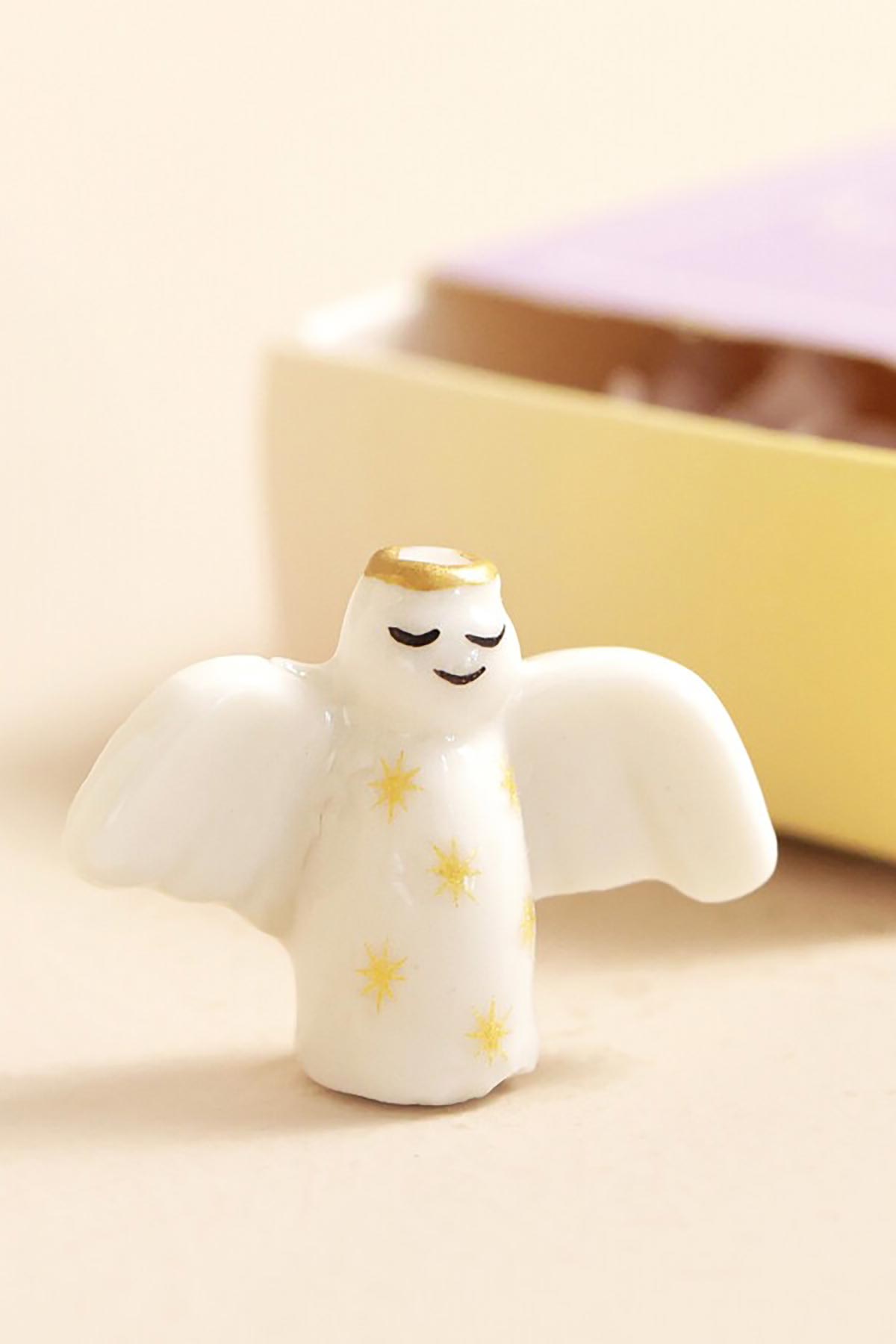 Lisa Angel Tiny Matchbox Ceramic Token Angel gift box top view